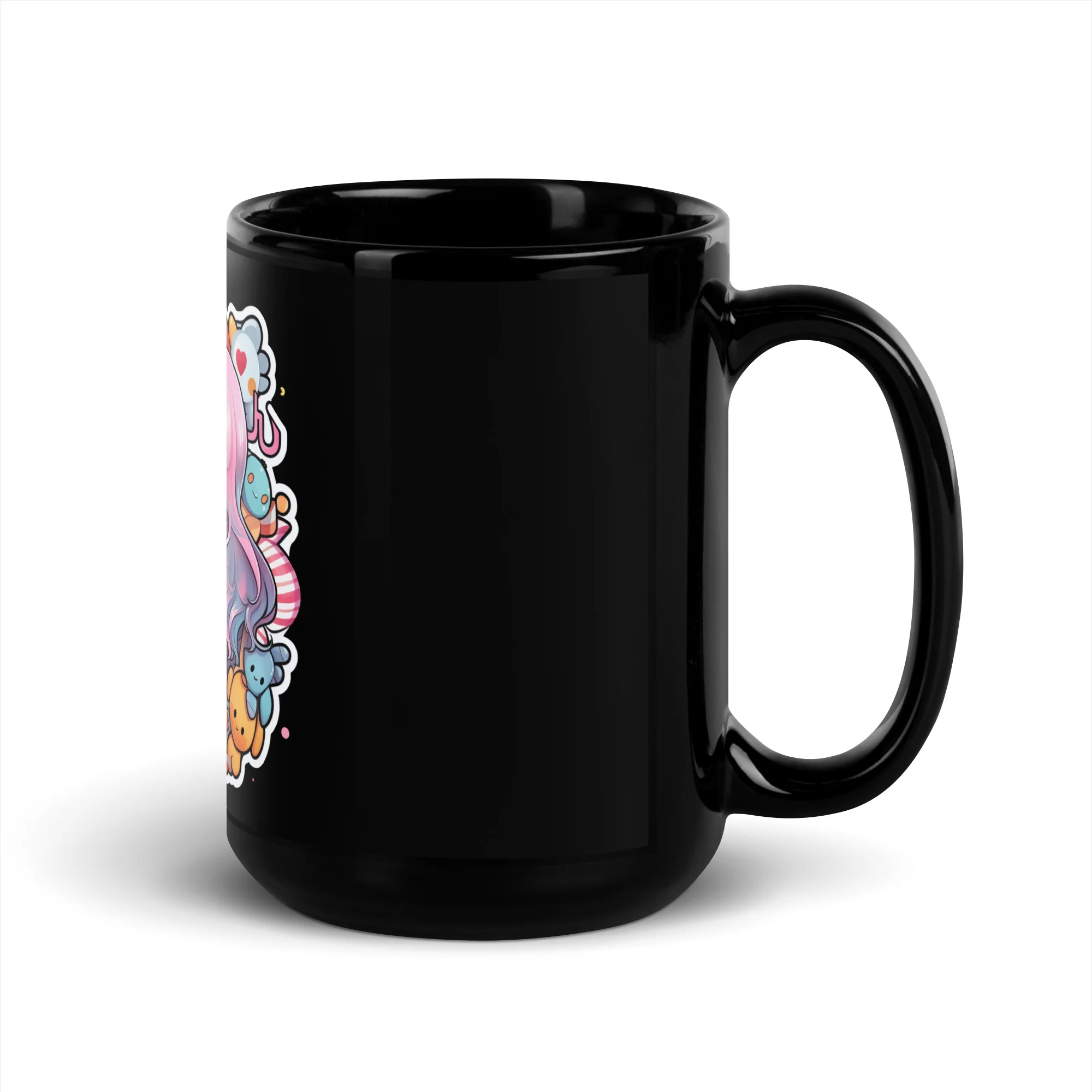 Kawaii Kingdom Anime Girl Cute Critters Black Mug - Image 5