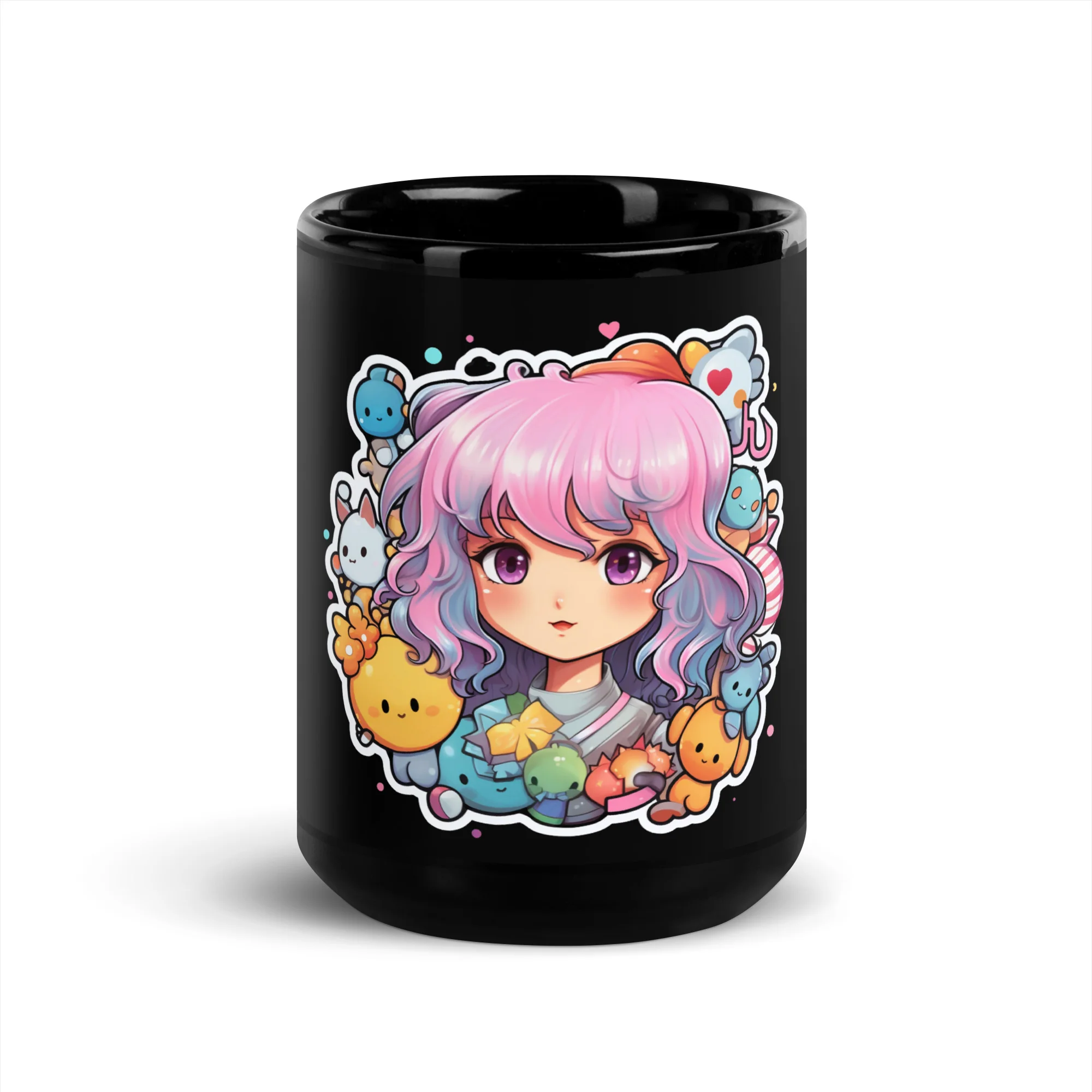 Kawaii Kingdom Anime Girl Cute Critters Black Mug - Image 6