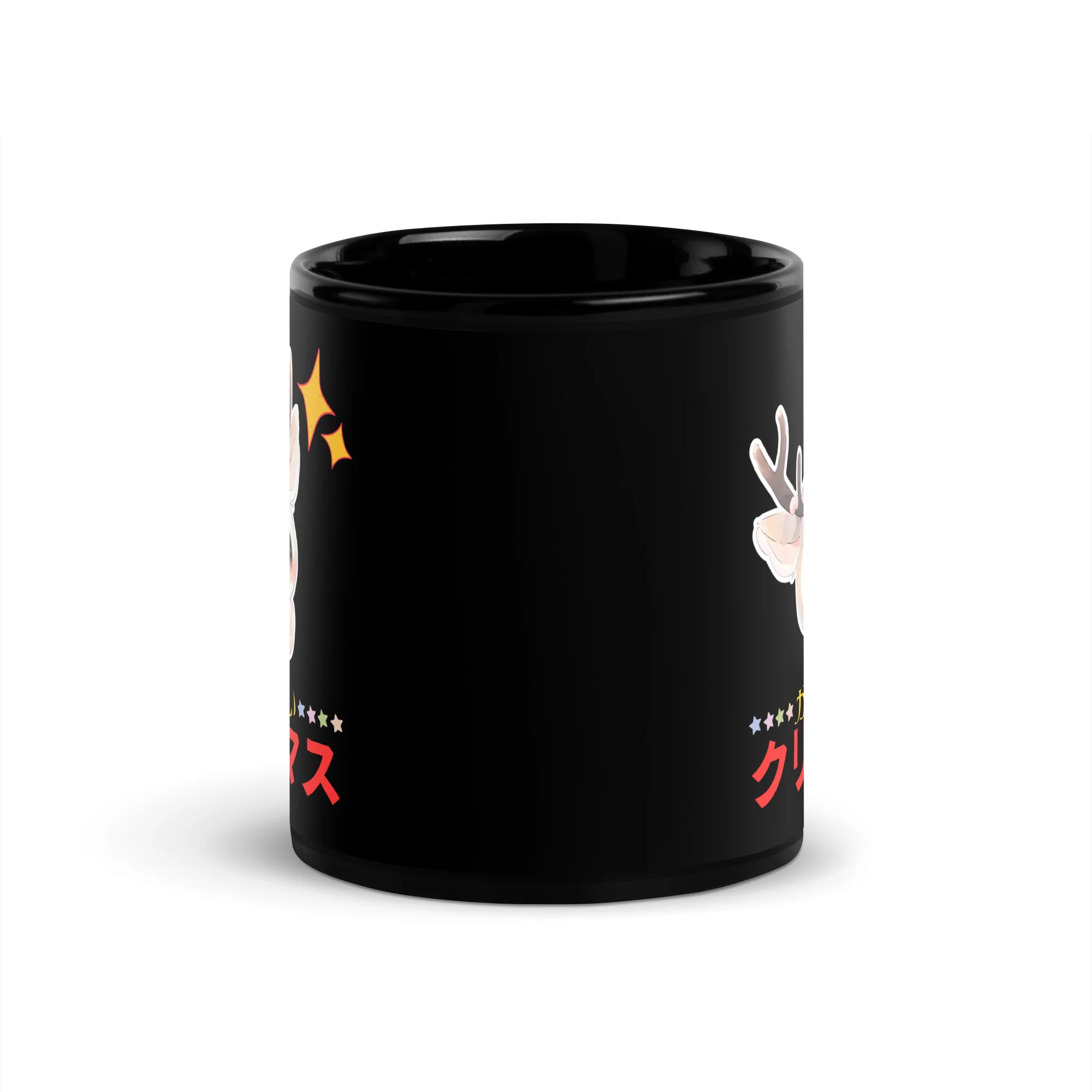 Kawaii Reindeer for a Japanese Christmas Black Mug - Image 3