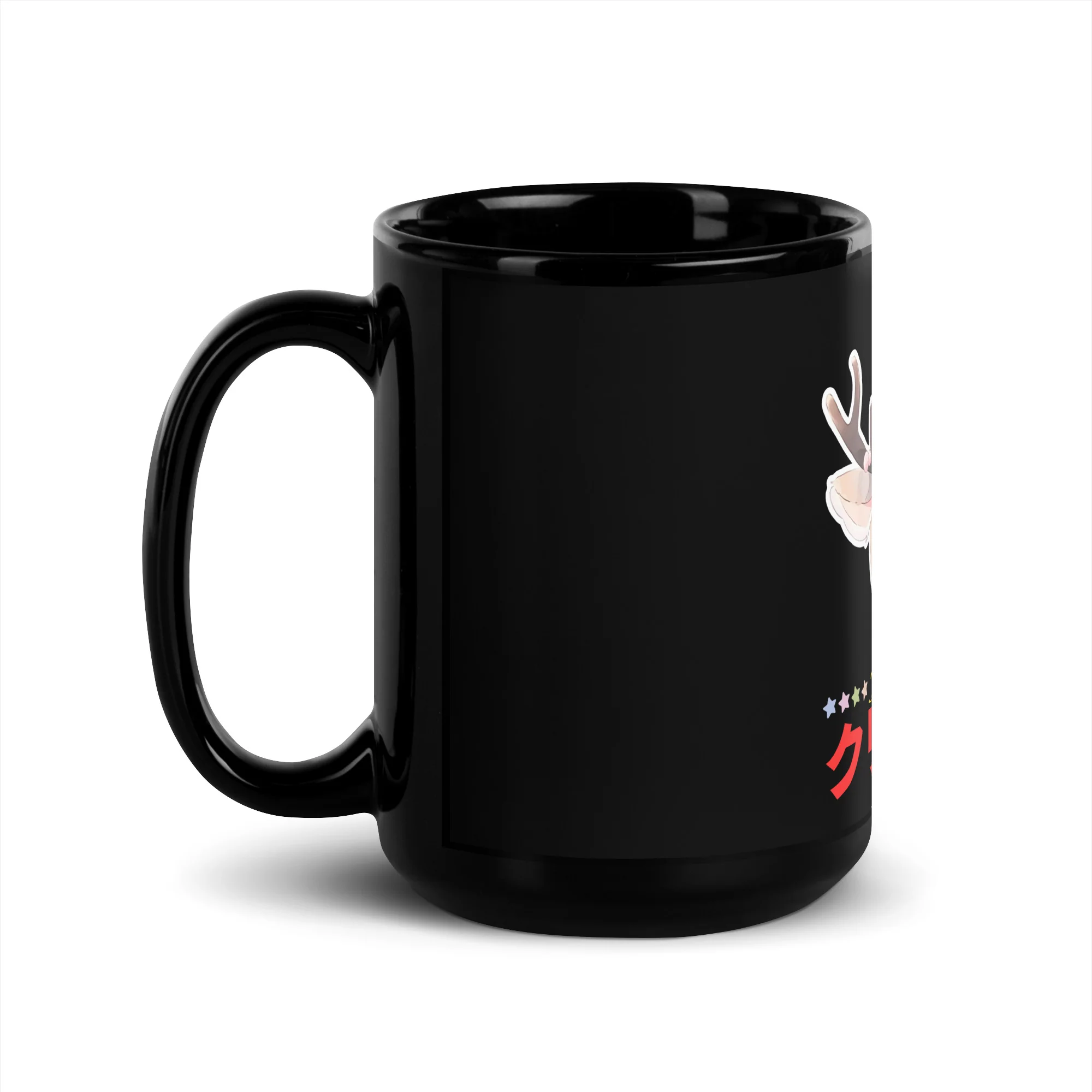 Kawaii Reindeer for a Japanese Christmas Black Mug - Image 4
