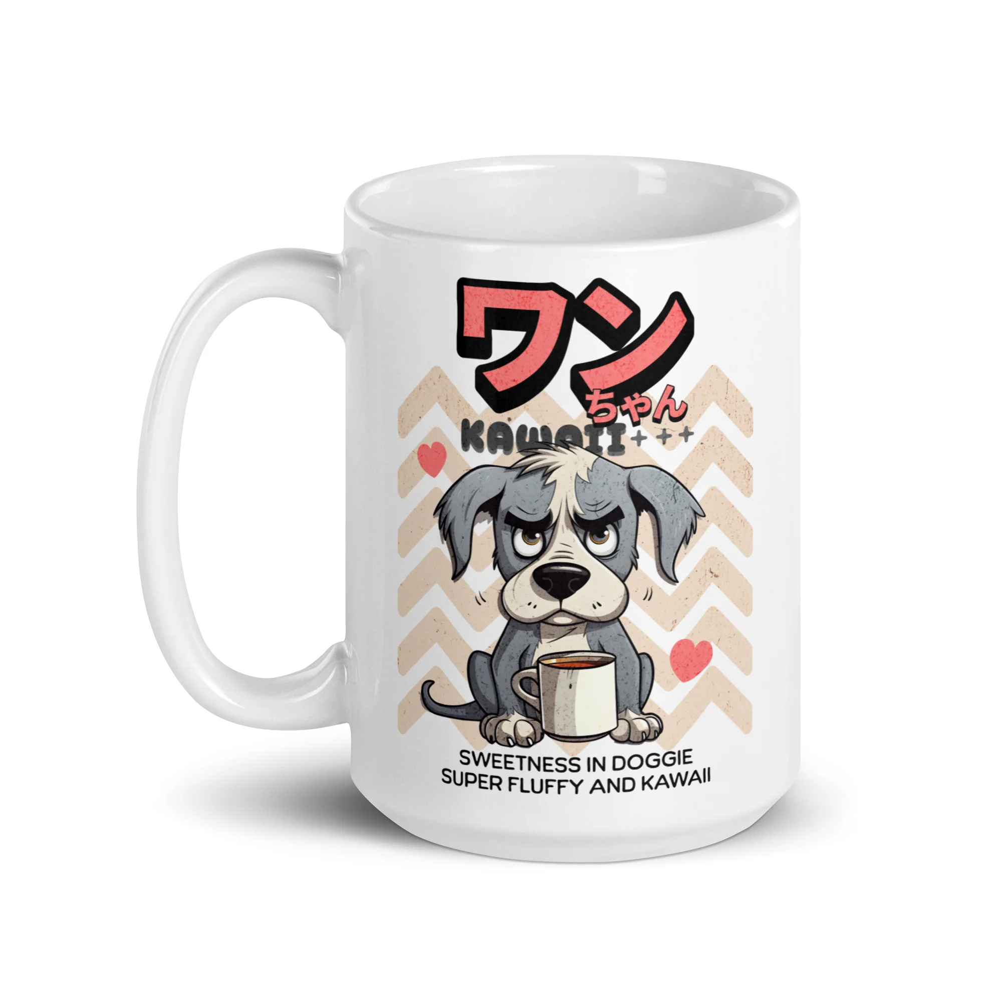 Kawaii Wan-Chan: Angry Coffee White Mug - Image 2