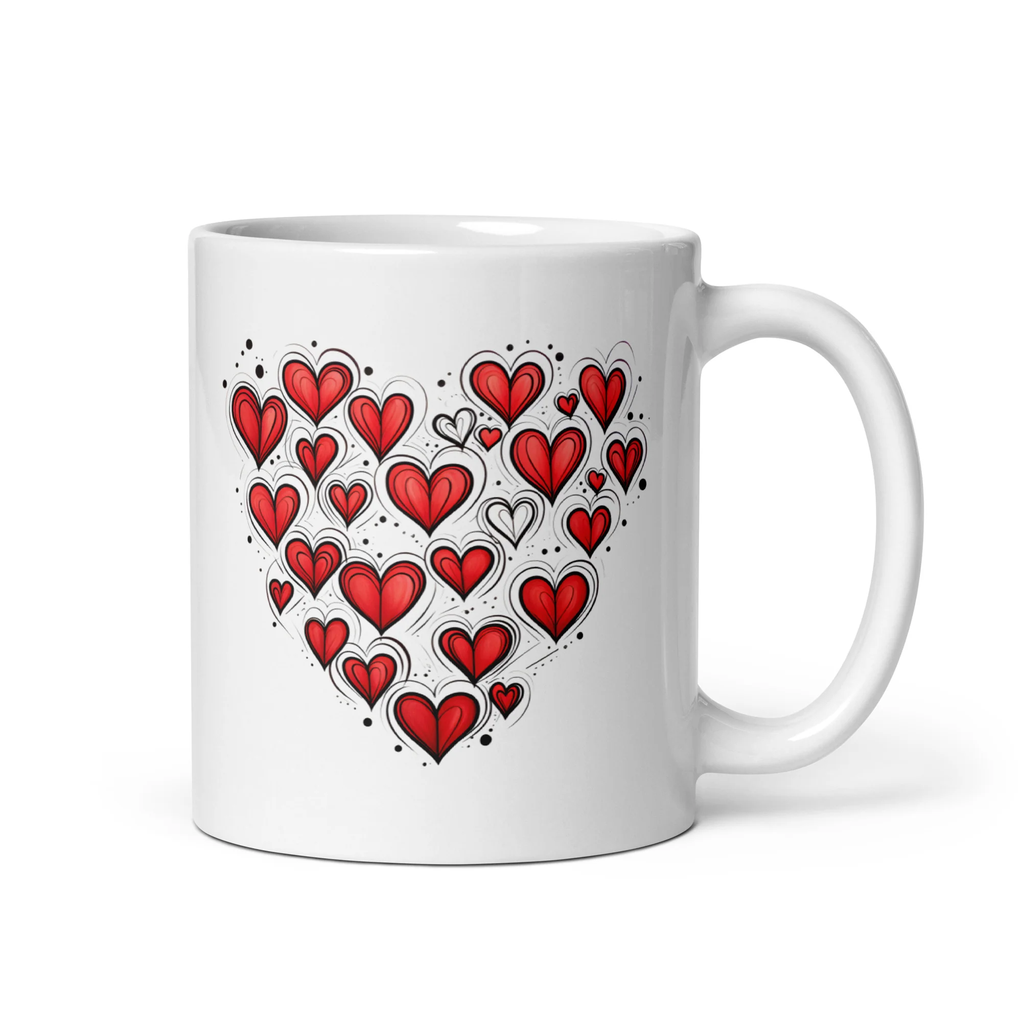Love Radiates: Sketched Hearts White Mug
