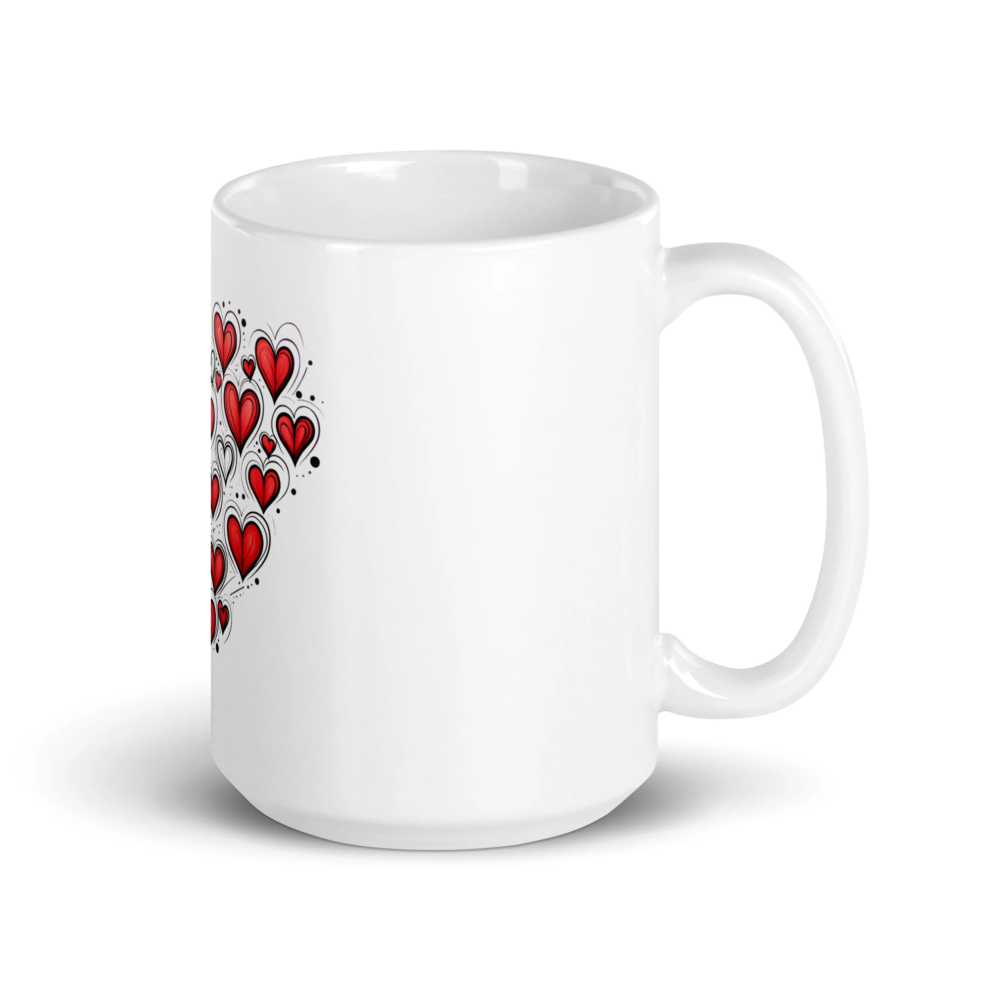 Love Radiates: Sketched Hearts White Mug - Image 4