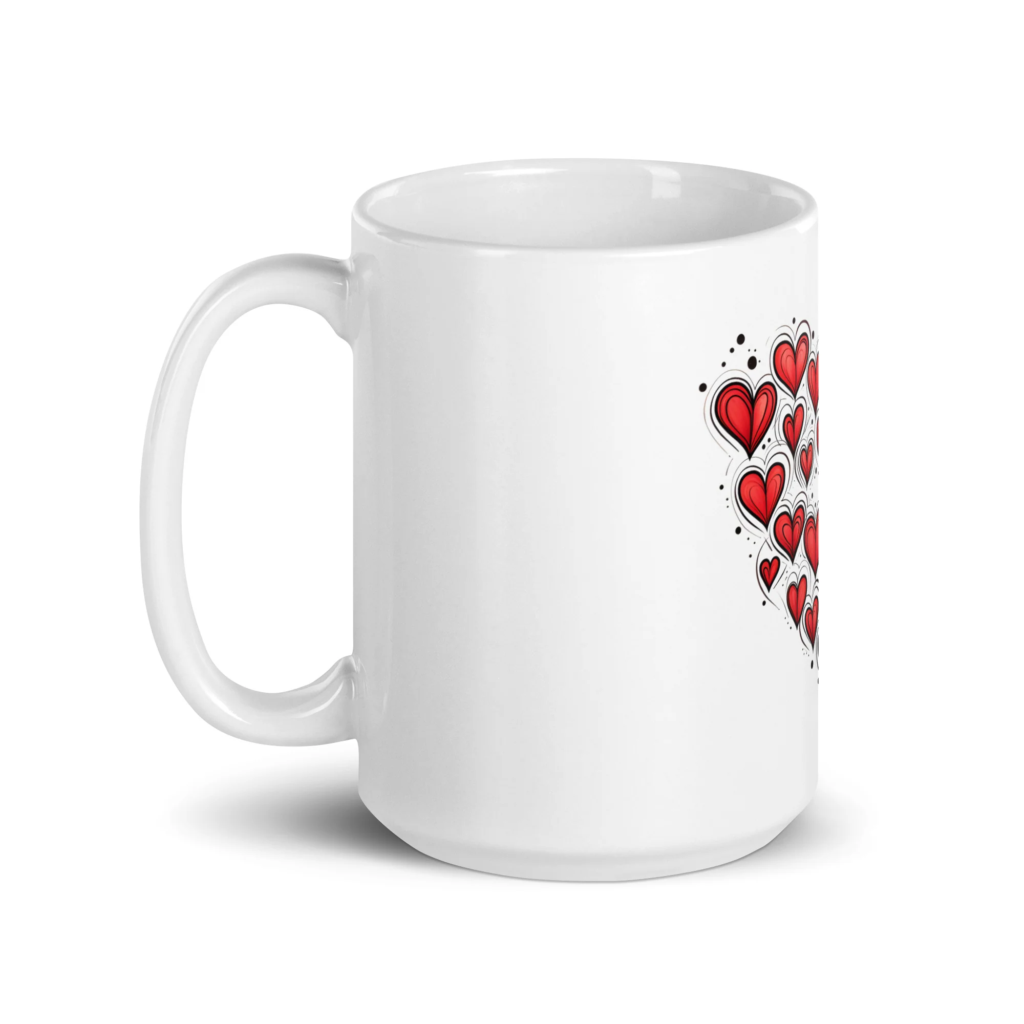 Love Radiates: Sketched Hearts White Mug - Image 5