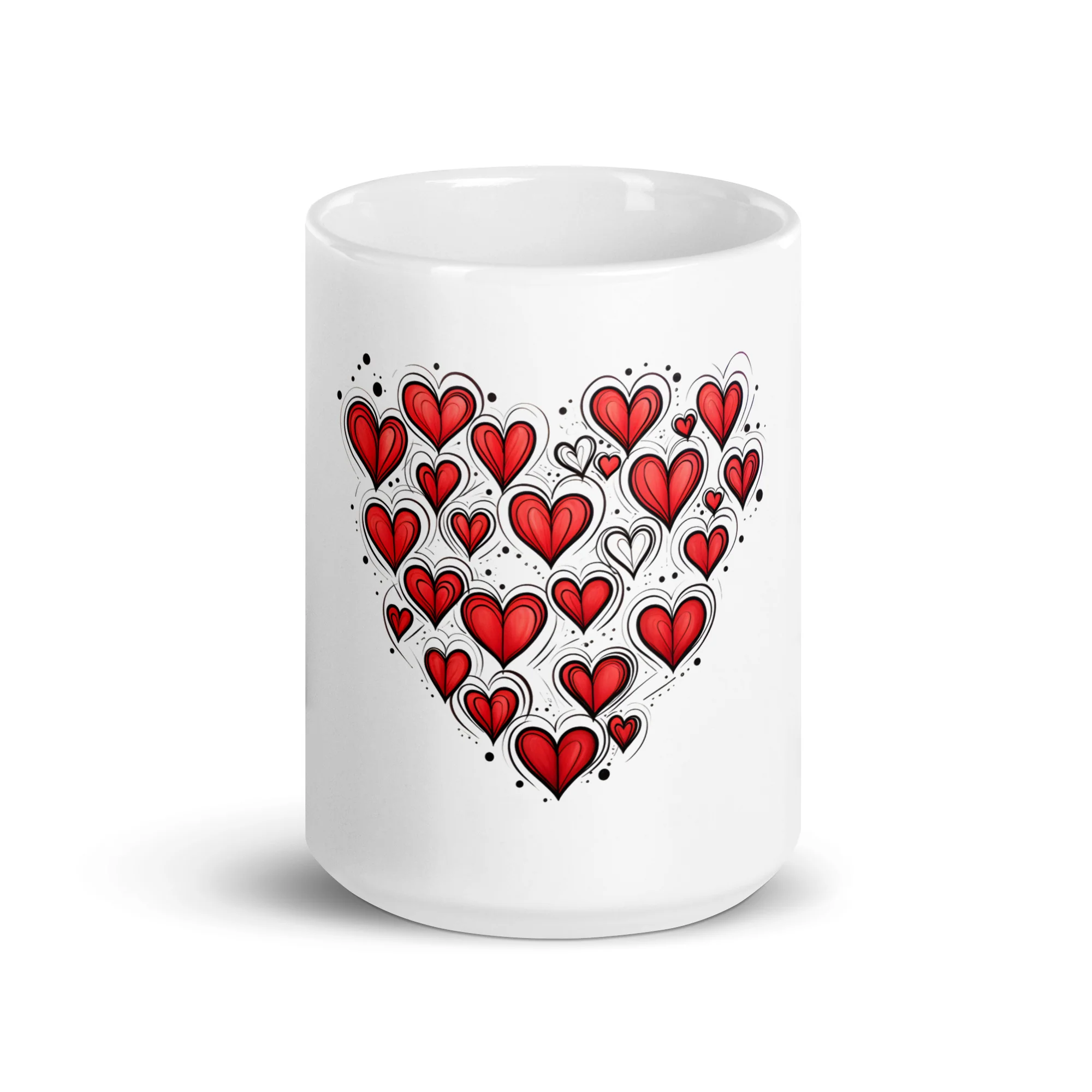 Love Radiates: Sketched Hearts White Mug - Image 6