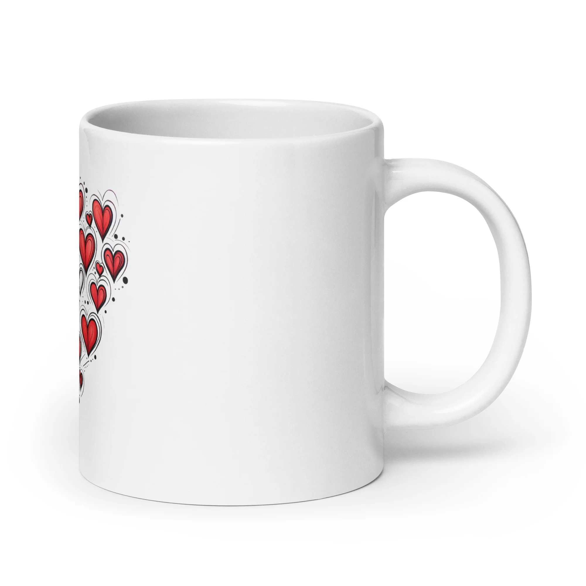 Love Radiates: Sketched Hearts White Mug - Image 7