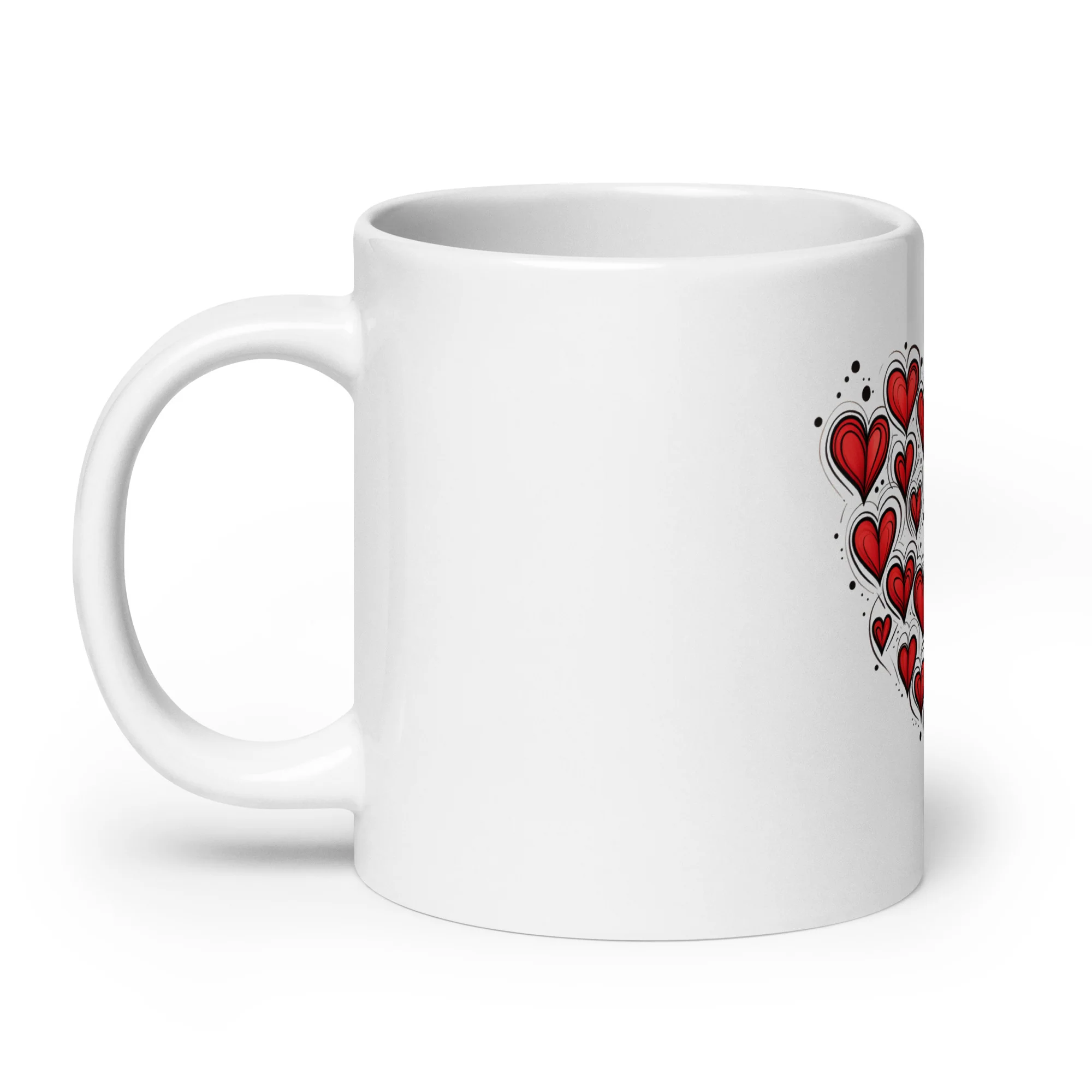 Love Radiates: Sketched Hearts White Mug - Image 8