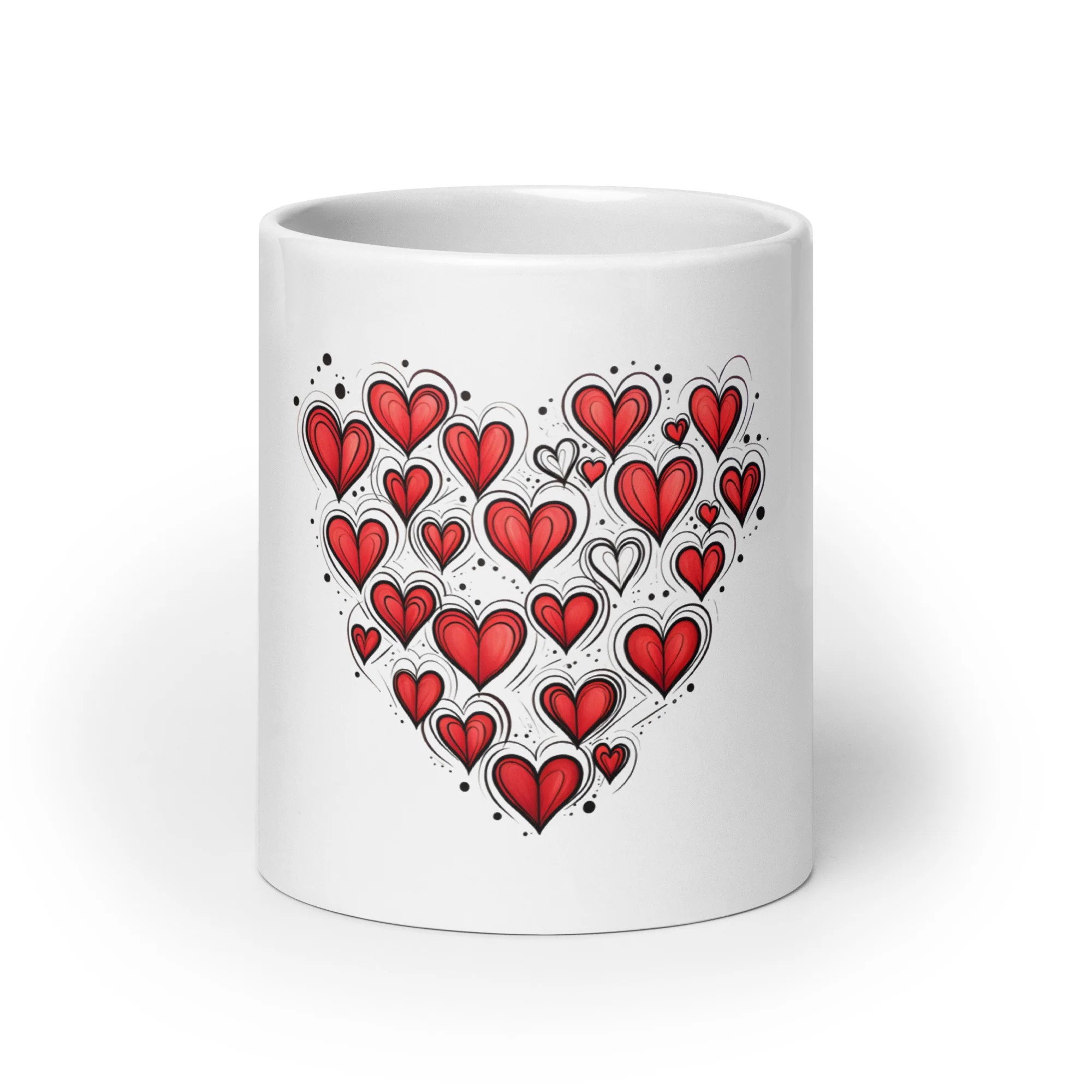 Love Radiates: Sketched Hearts White Mug - Image 9