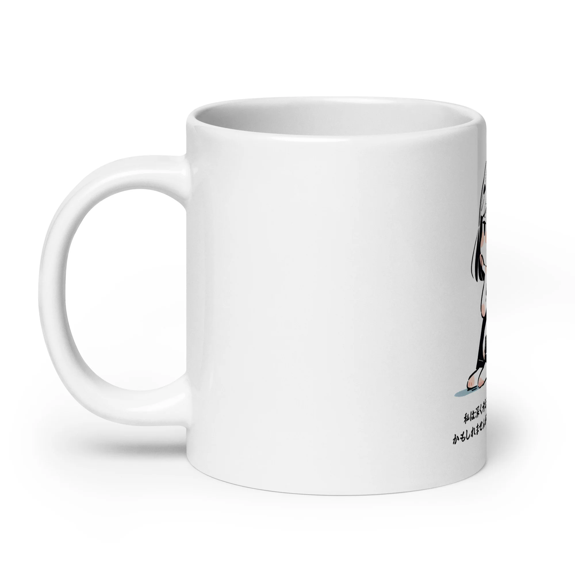 Manga Girl's Sleepy Thoughts in Japanese White Mug - Image 4