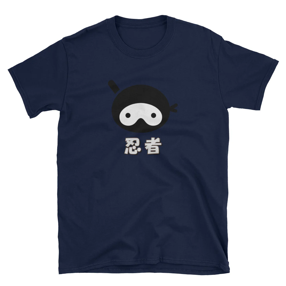 Manga Ninja Face with Japanese Kanji Long Sleeve Shirt Short-Sleeve Unisex T-Shirt - Image 2