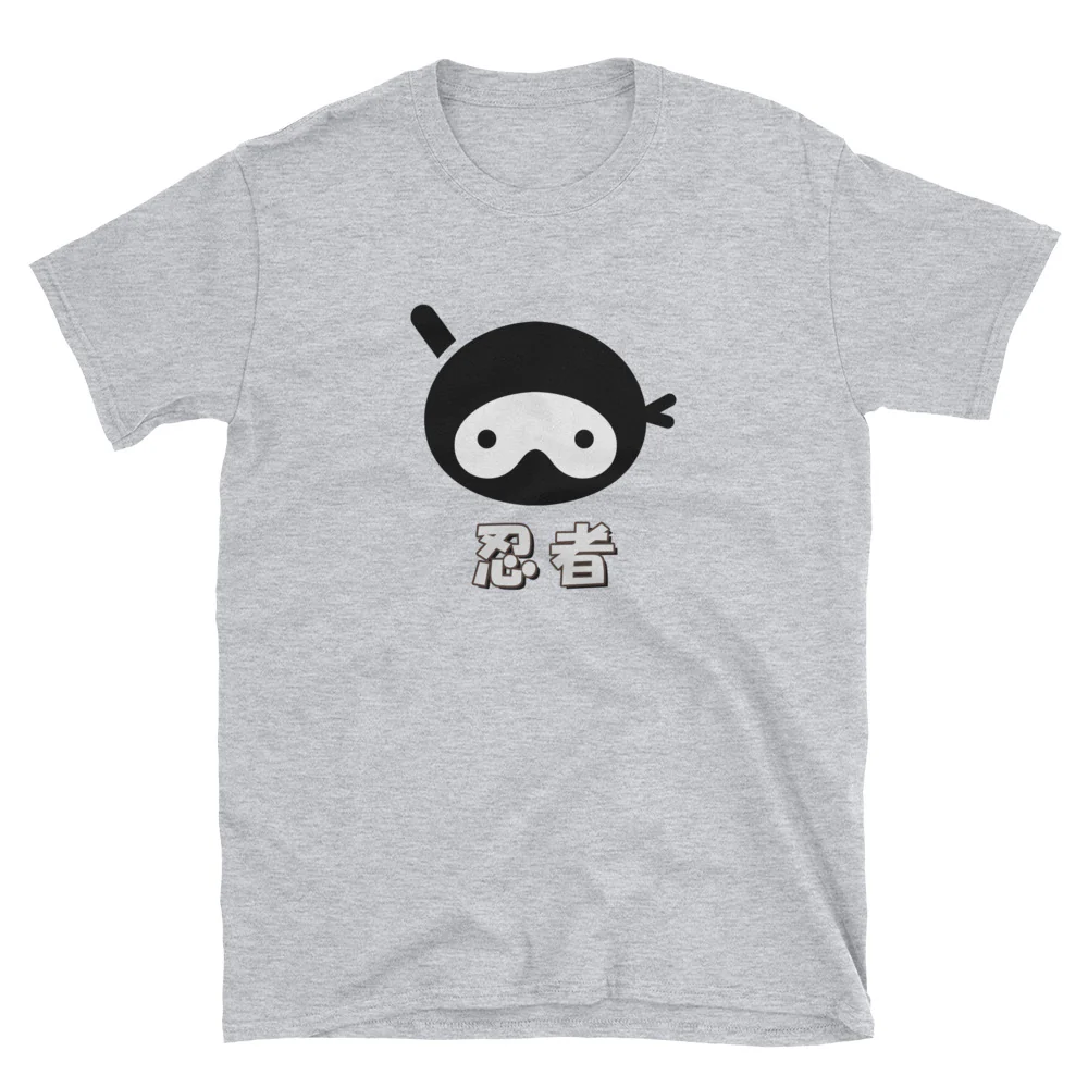 Manga Ninja Face with Japanese Kanji Long Sleeve Shirt Short-Sleeve Unisex T-Shirt - Image 3