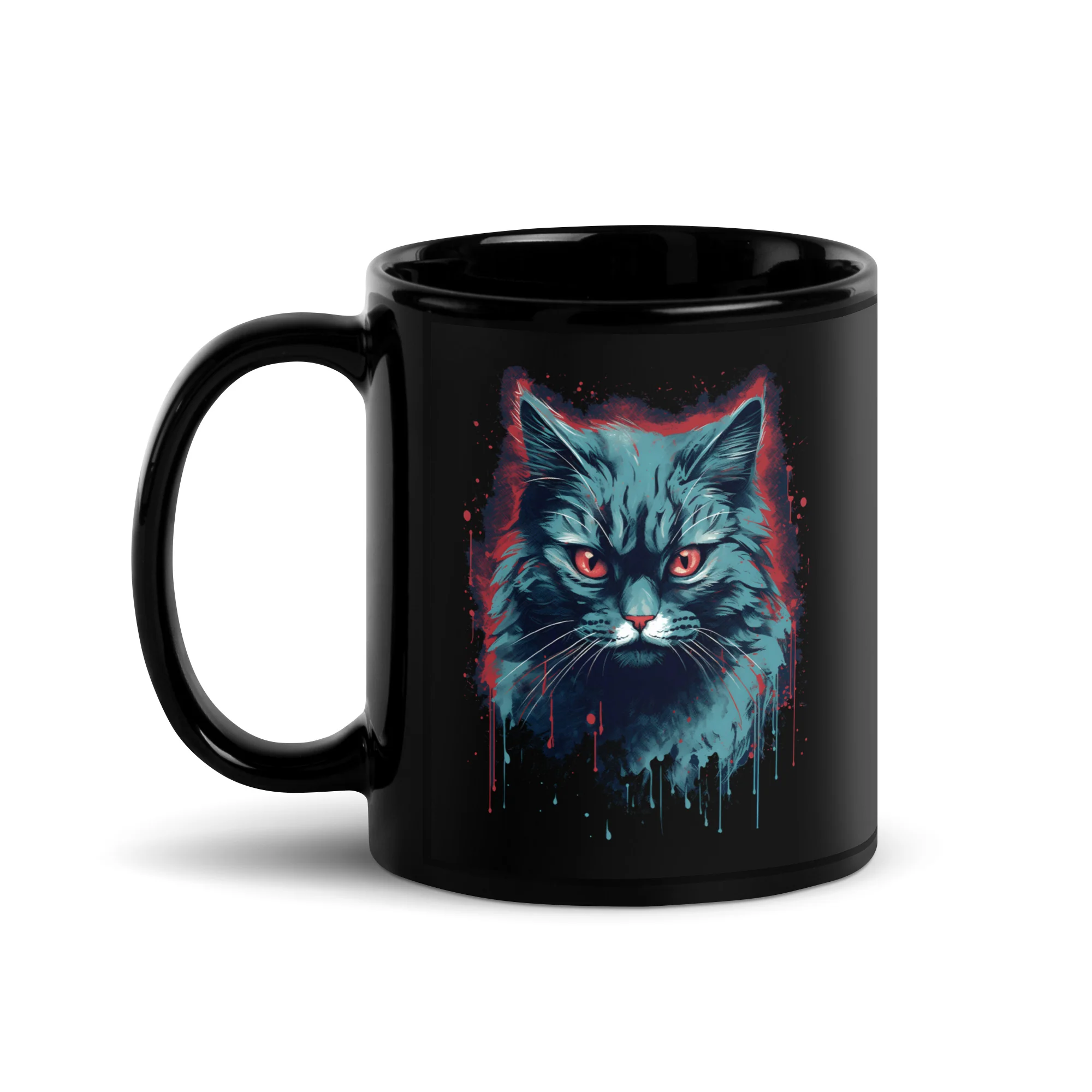 Mystic Stare: Black Cat with Red Eyes Black Mug - Image 2