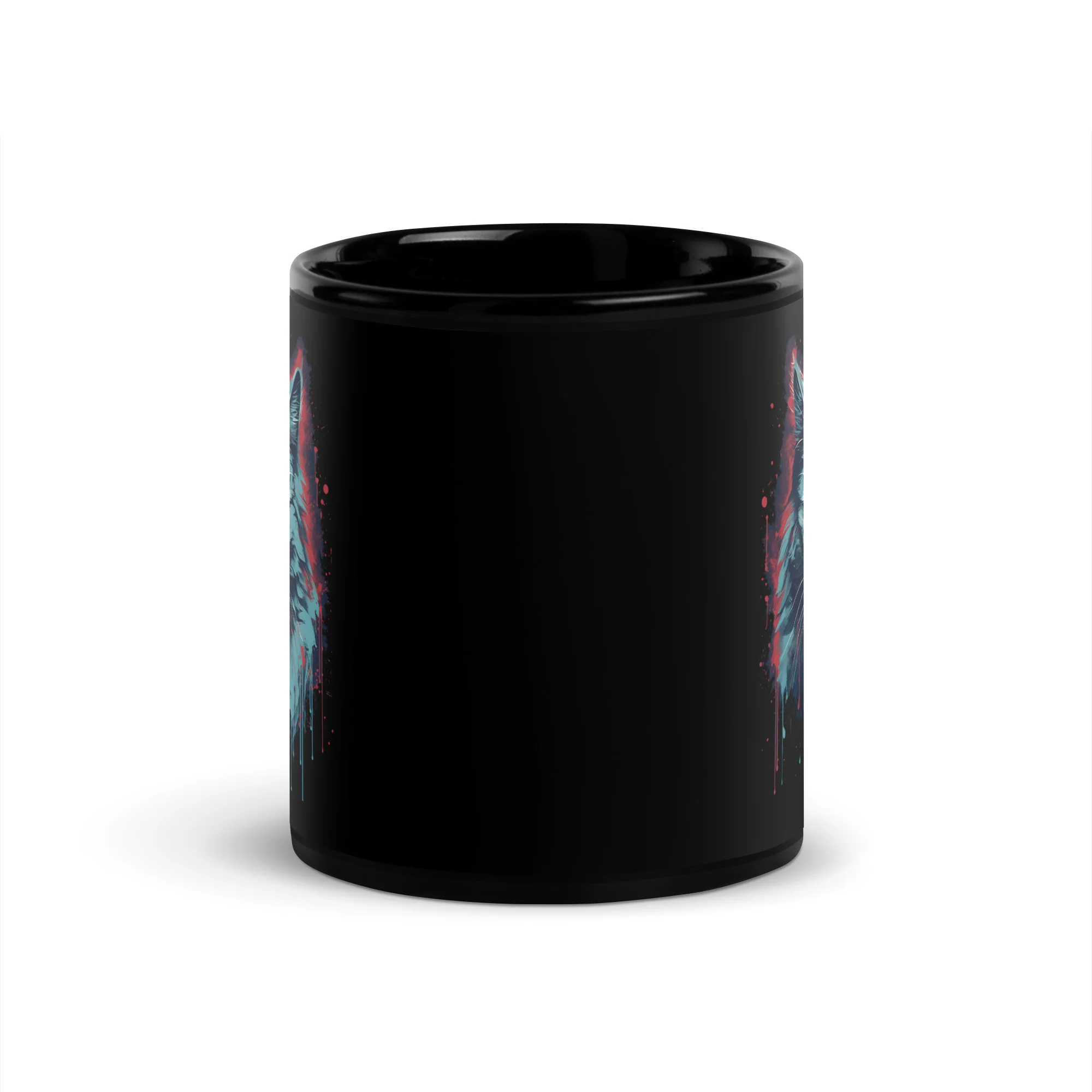 Mystic Stare: Black Cat with Red Eyes Black Mug - Image 3