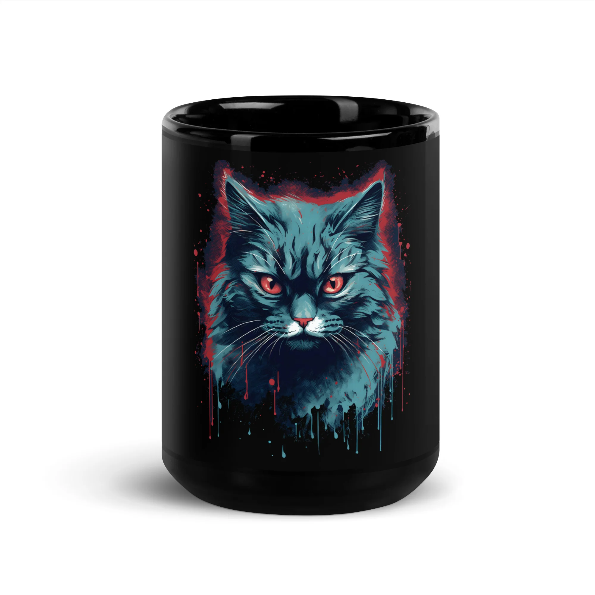 Mystic Stare: Black Cat with Red Eyes Black Mug - Image 6