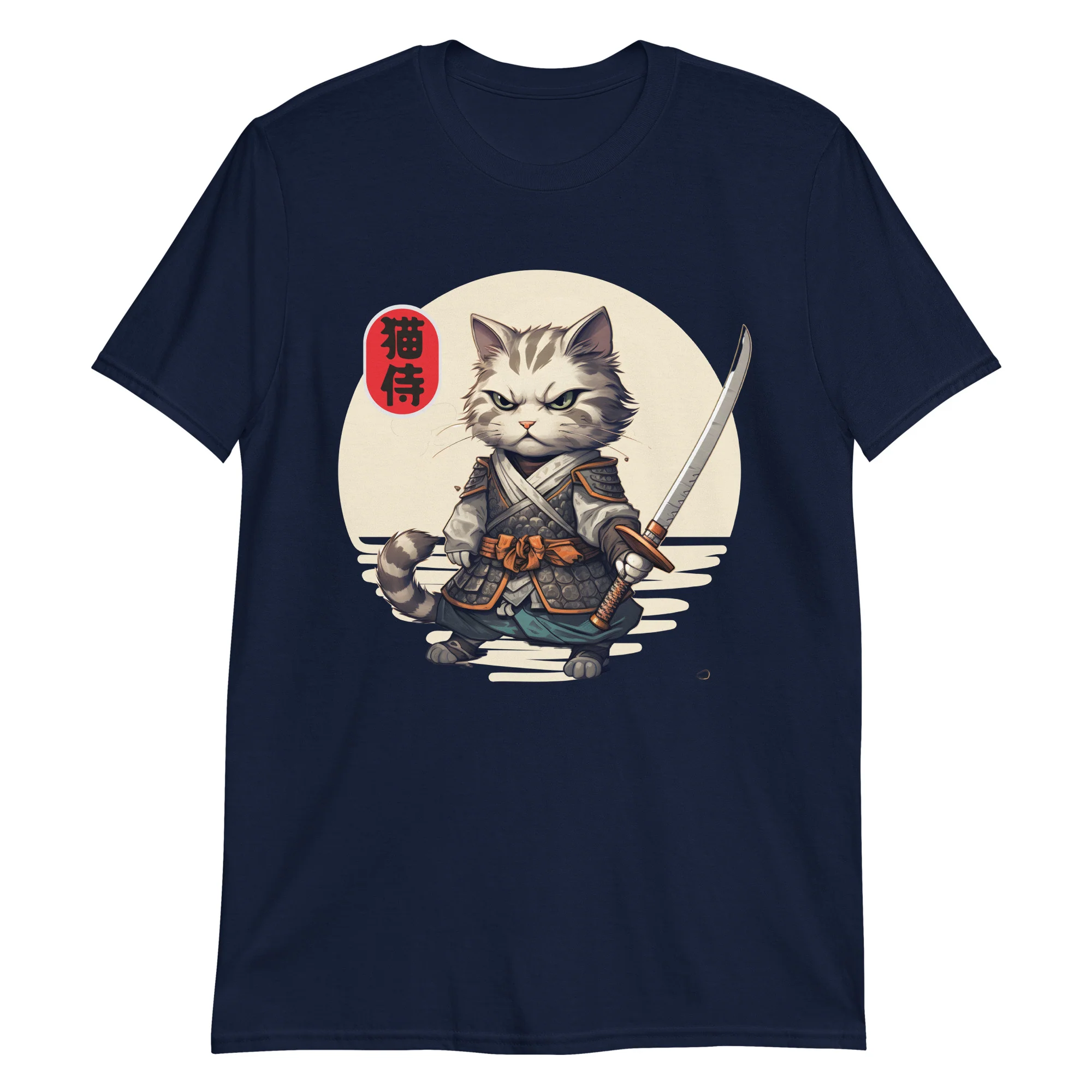 Neko Warrior - Cute Samurai Cat T-Shirt - Image 5