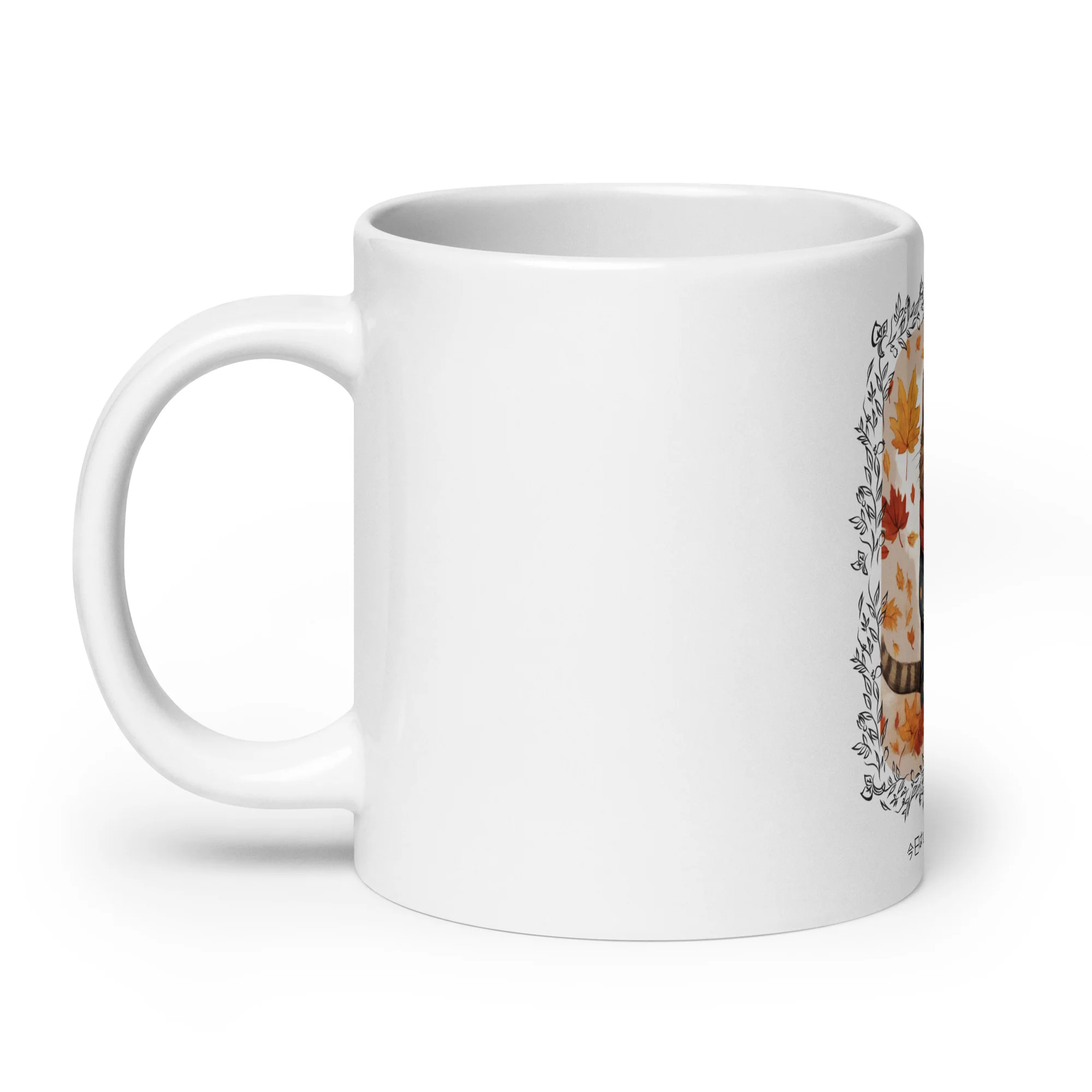 Nice Weather Cat Enjoying Autumn Leaves White Mug - Image 5
