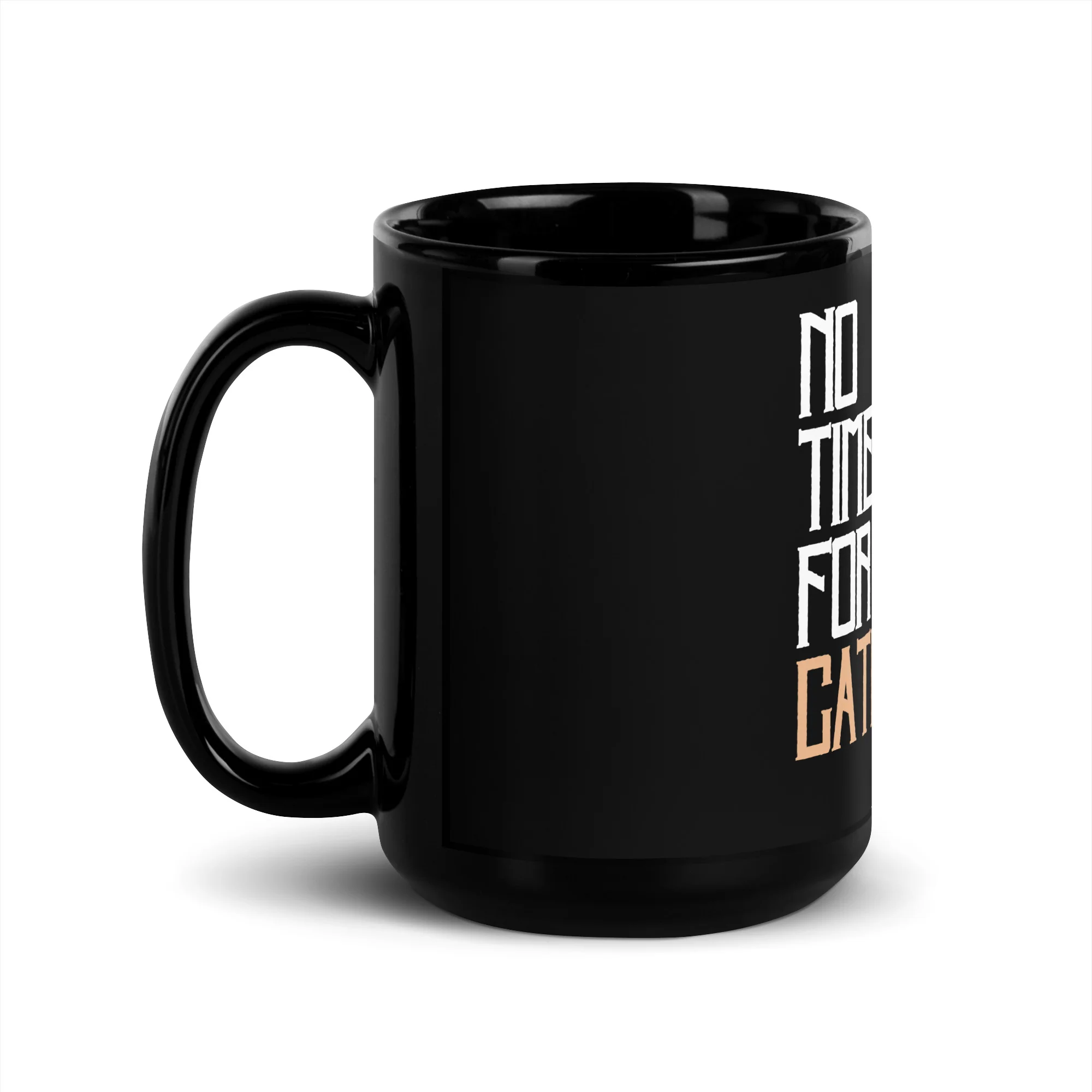 No Time for a Catnap Adorable Kitty Black Mug - Image 4