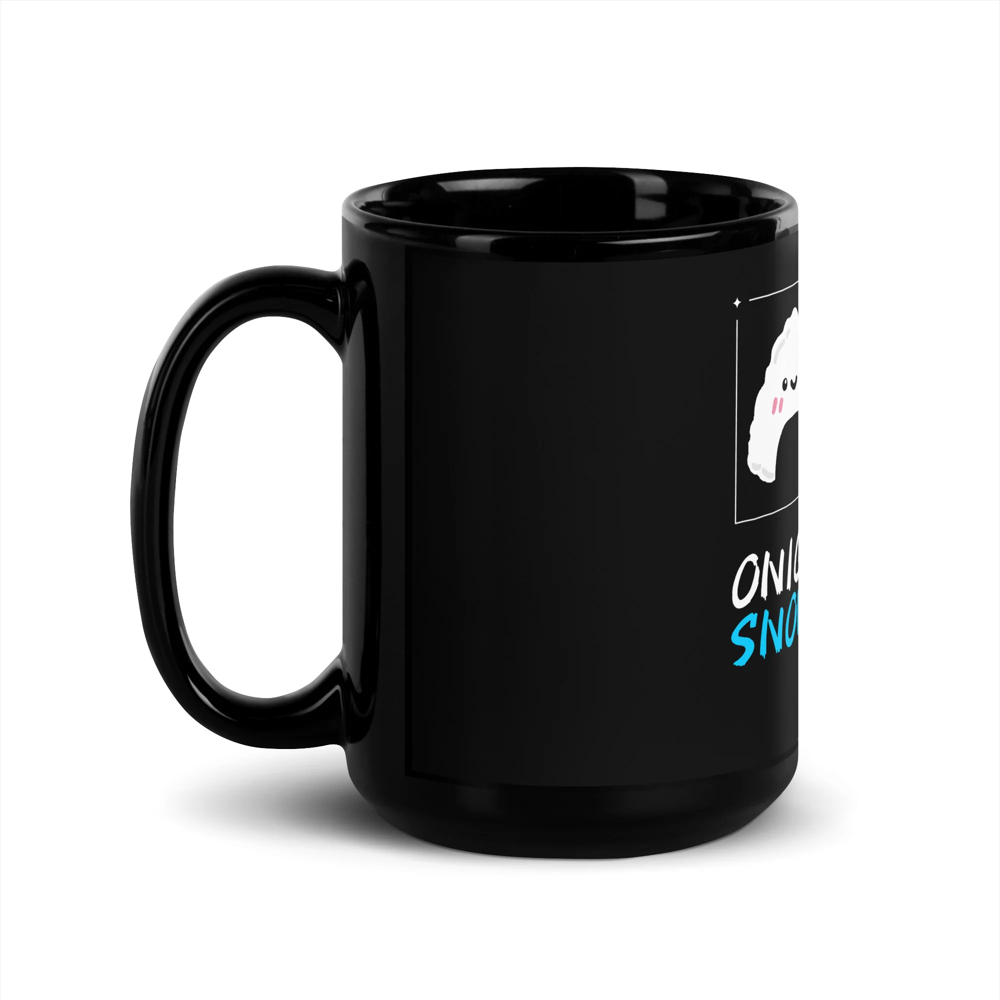 Onigiri and Snowflakes Black Mug - Image 4