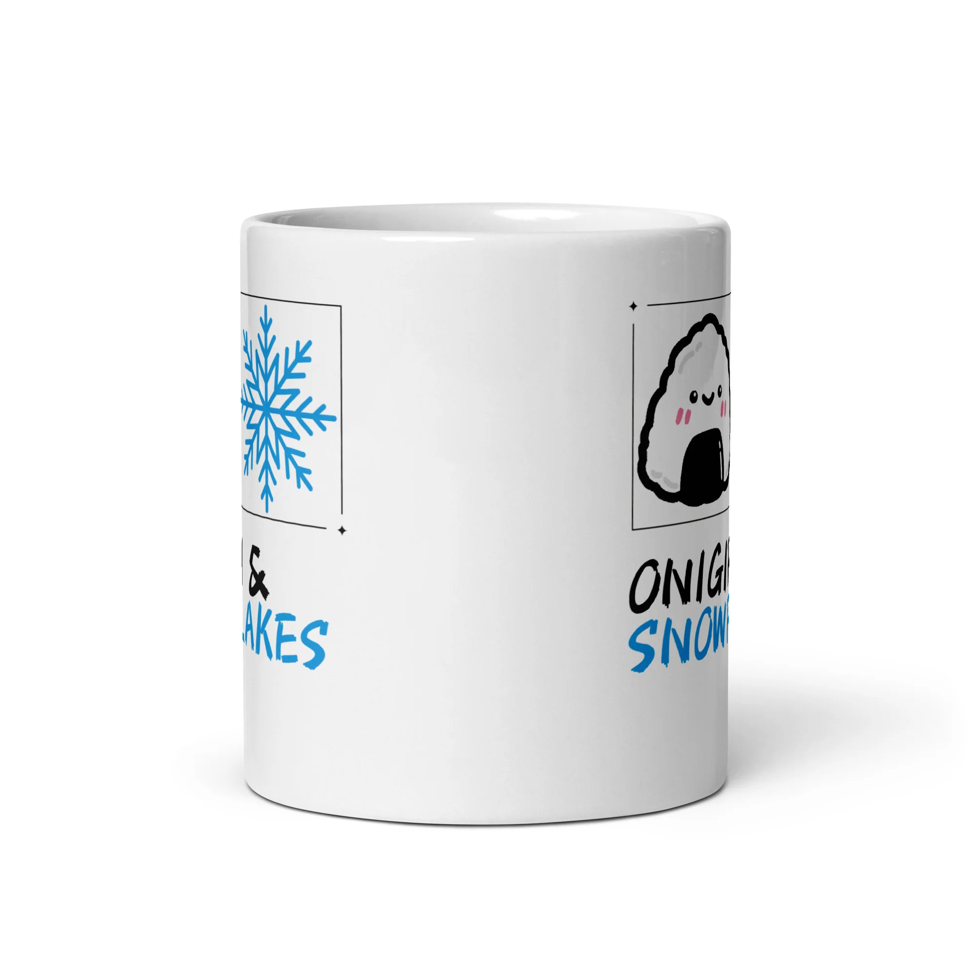 Onigiri and Snowflakes for the Holidays White Mug - Image 3