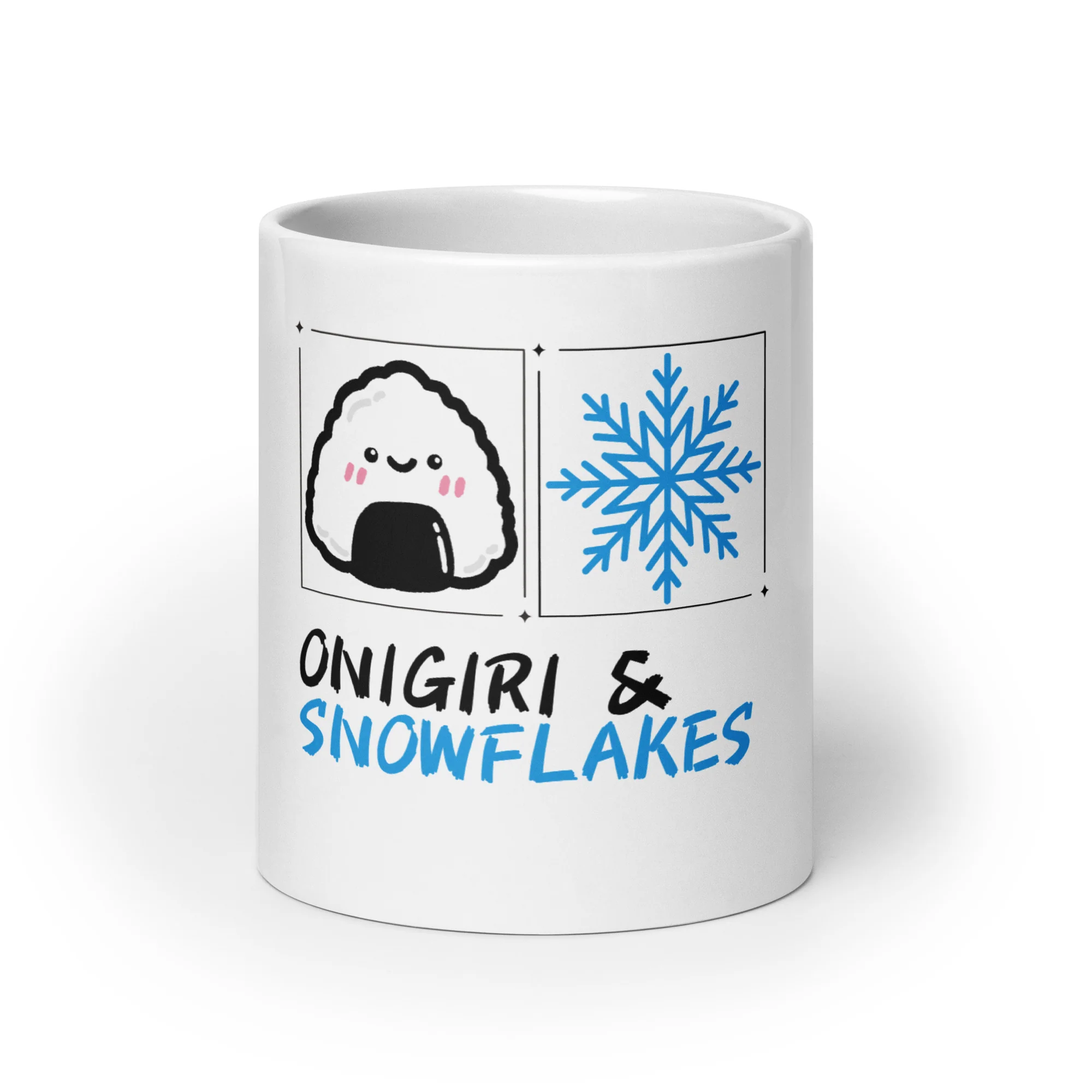 Onigiri and Snowflakes for the Holidays White Mug - Image 9