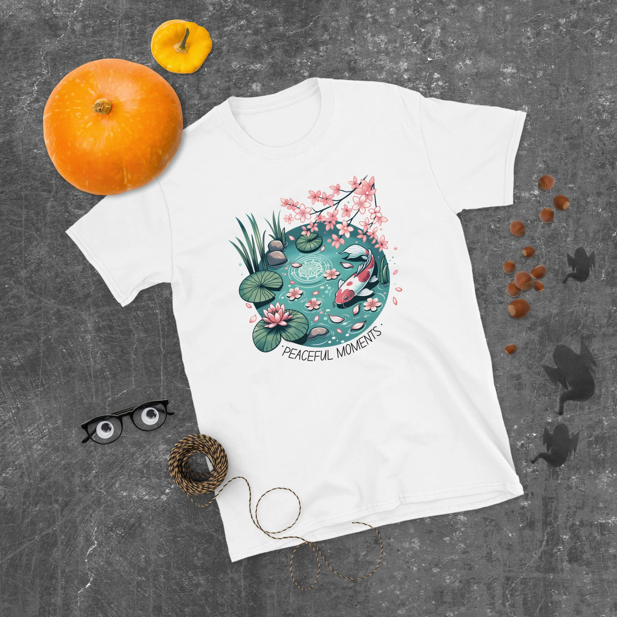 Peaceful Moments Japanese Koi Scene T-Shirt - Image 3