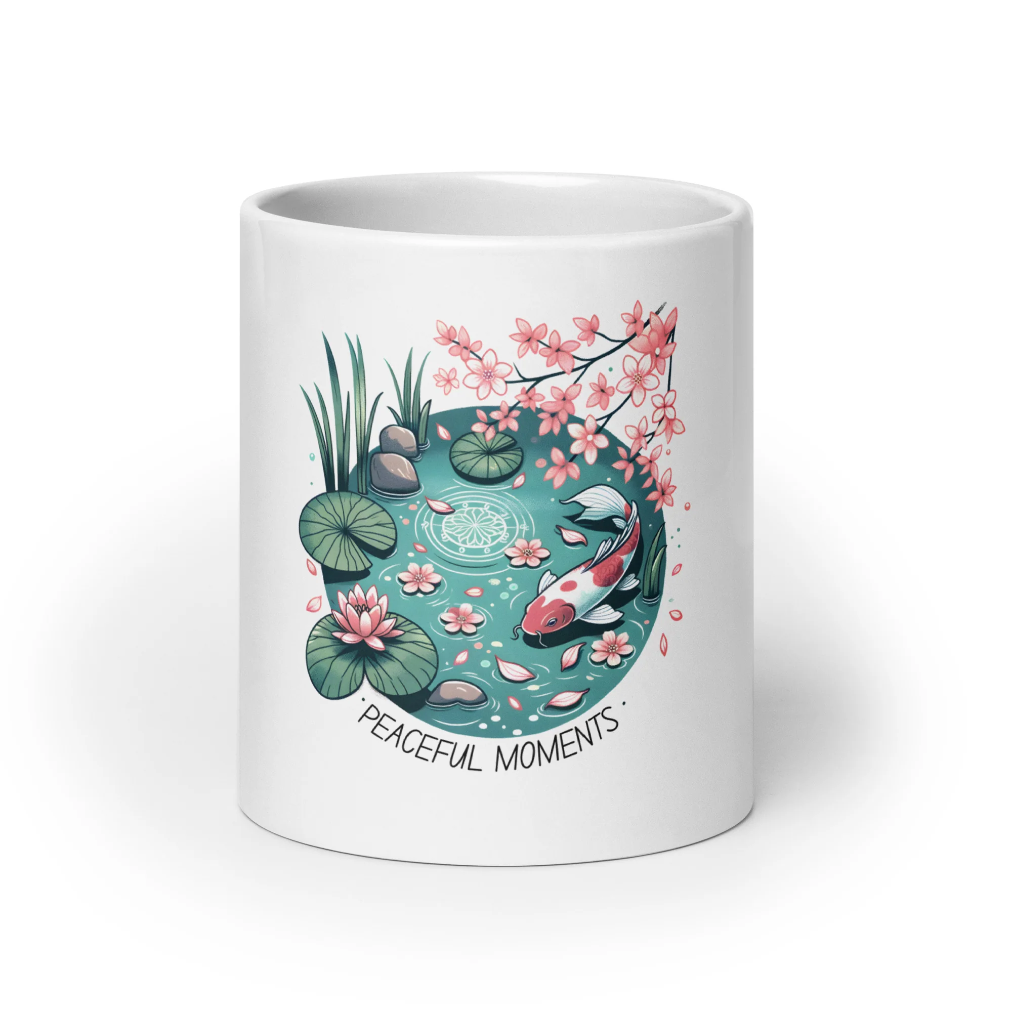 Peaceful Moments Japanese Koi Scene White Mug - Image 6
