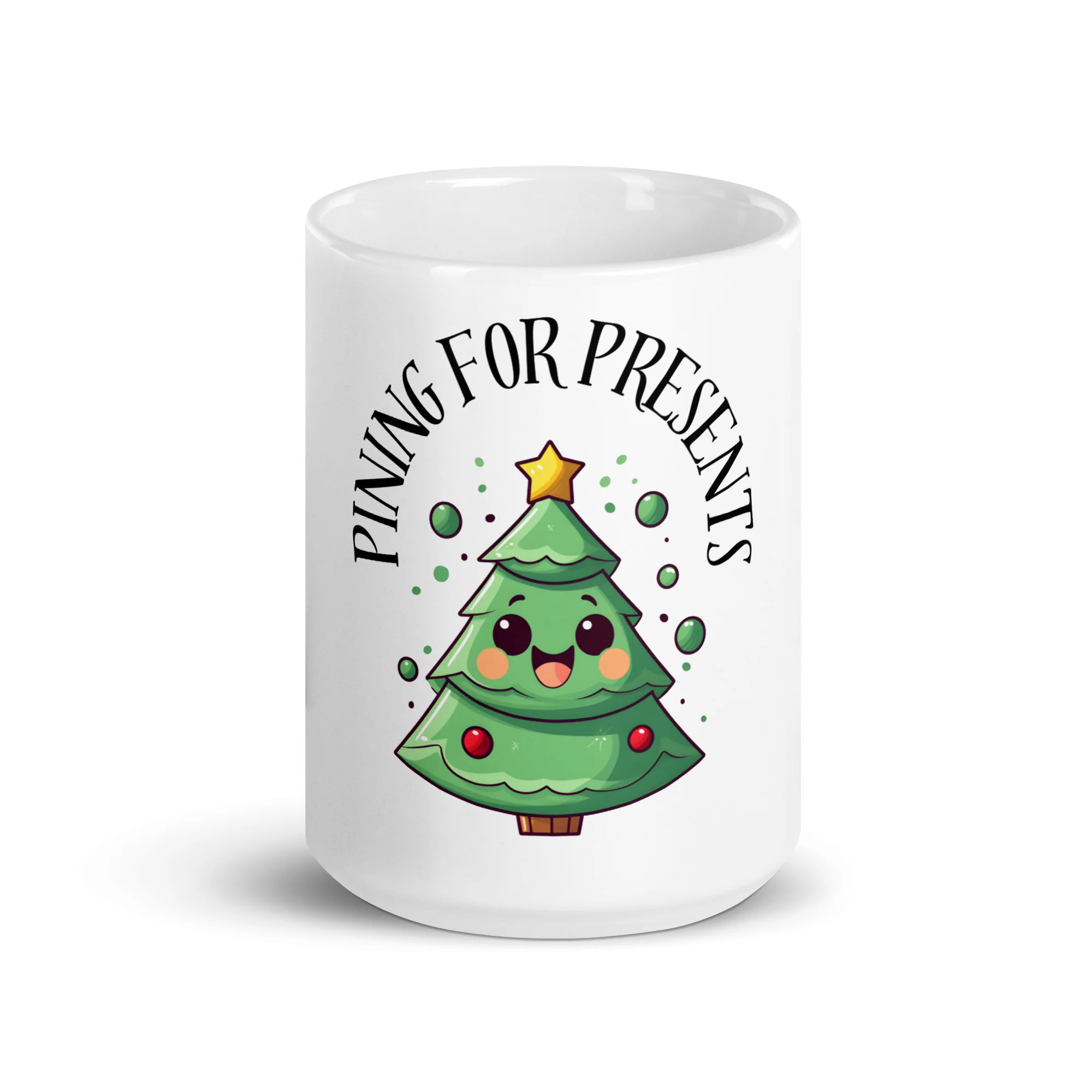 Pining for Presents: Cute Christmas Tree White Mug - Image 6
