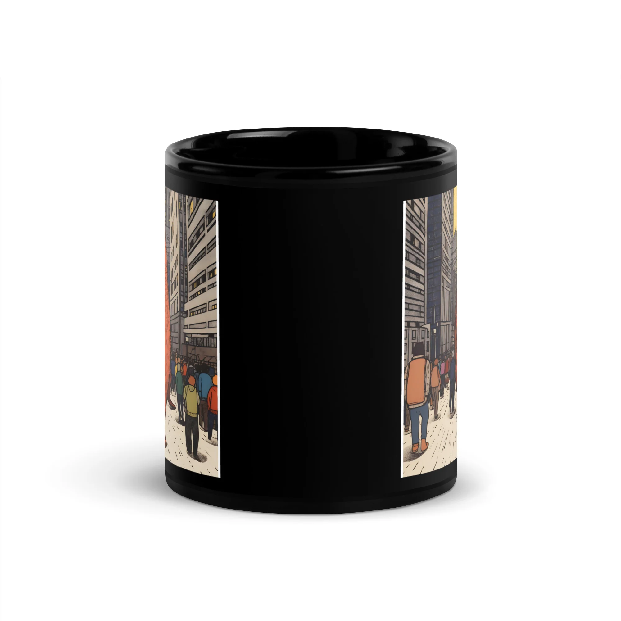 Red Cat Rising: Urban Apocalypse Black Mug - Image 3
