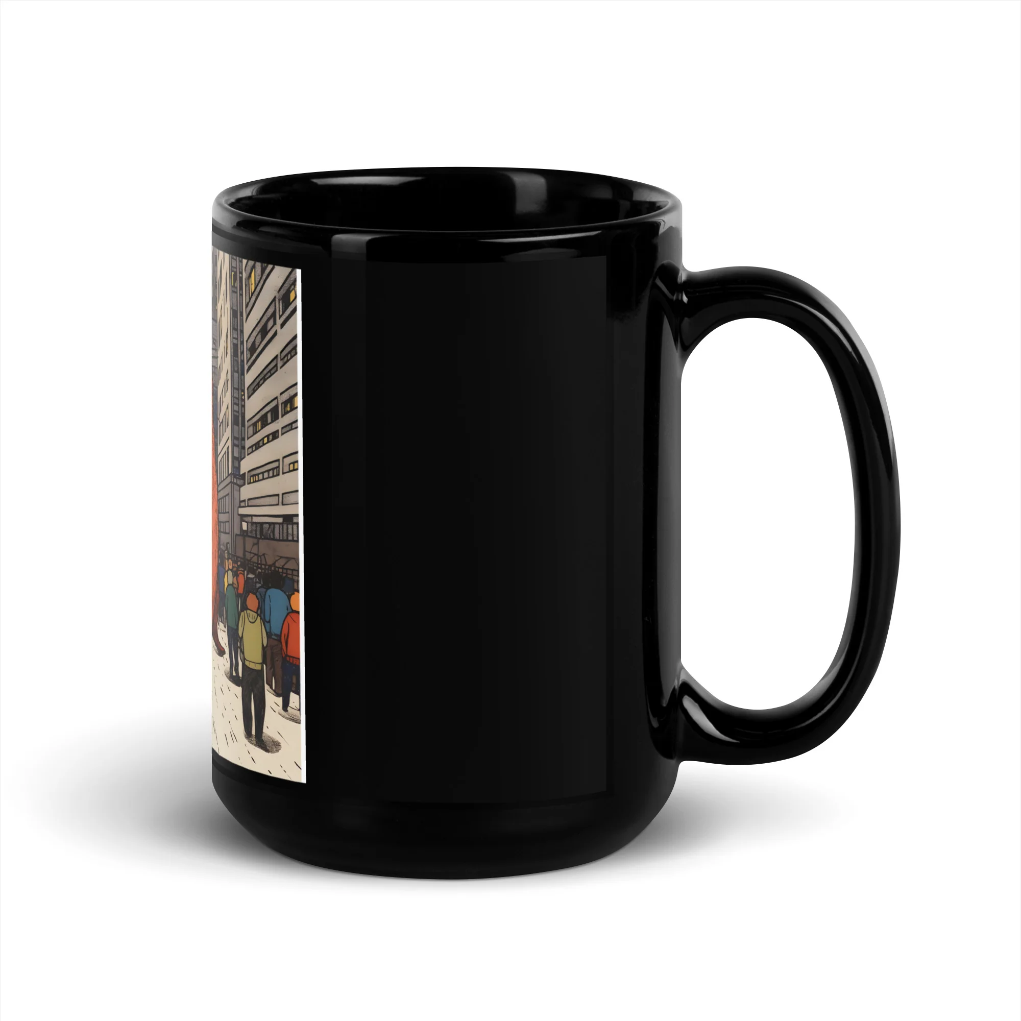 Red Cat Rising: Urban Apocalypse Black Mug - Image 5