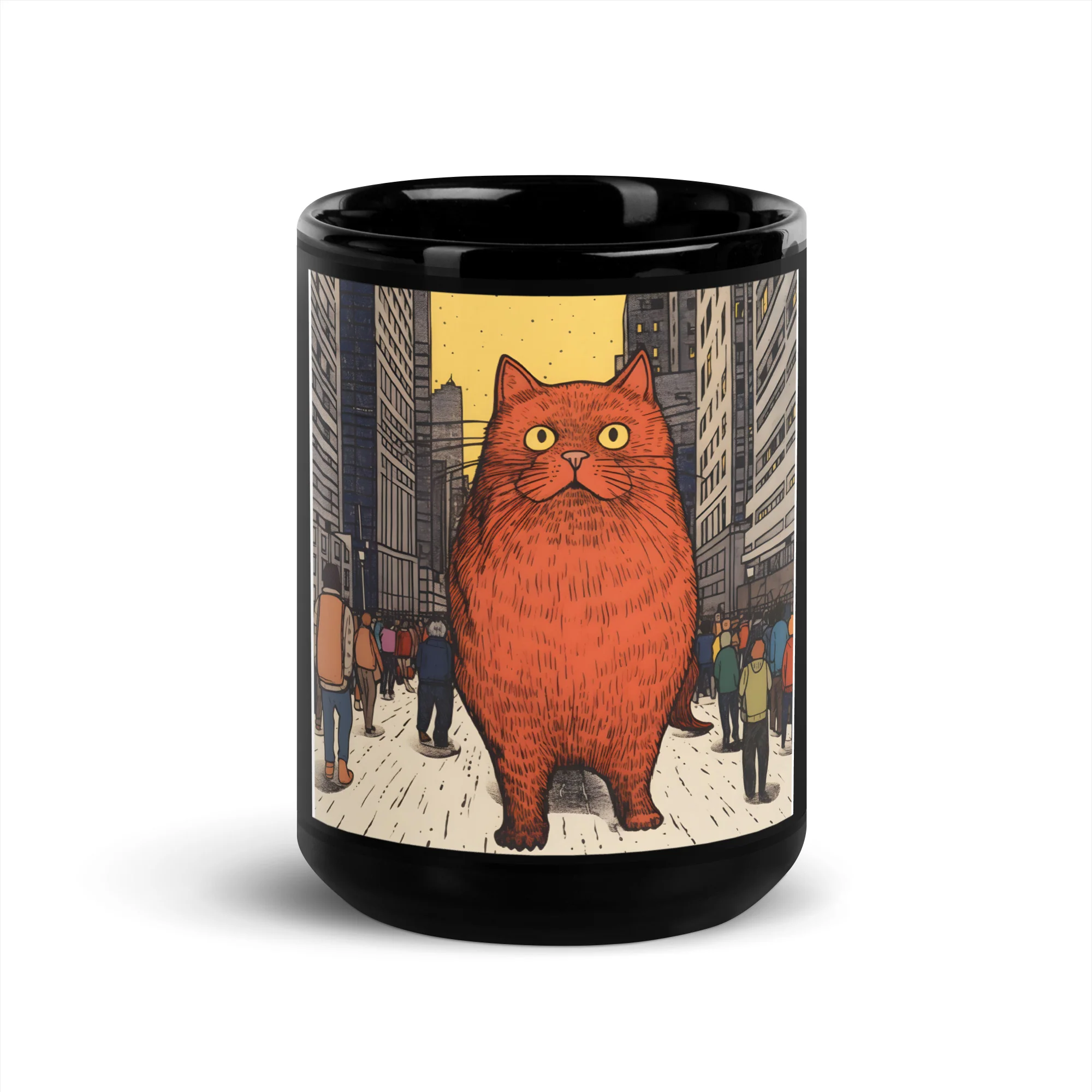 Red Cat Rising: Urban Apocalypse Black Mug - Image 6