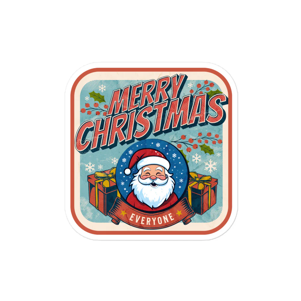 Retro Merry Christmas: Santa Smiles Sticker - Image 2
