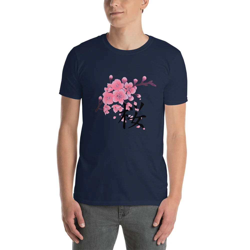 Sakura Cherry Blossoms with Japanese Kanji Shirt. Short-Sleeve Unisex T-Shirt - Image 2
