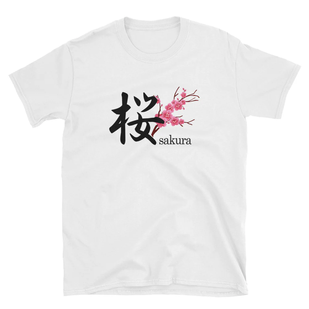 Sakura Cherry Blossoms with Japanese Kanji Short-Sleeve Unisex T-Shirt