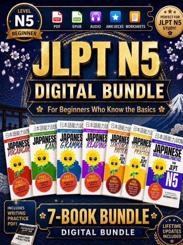 JLPT N5 Digital Bundle | Grammar, Reading, Vocabulary, Kanji, & more [eBooks + Audio + Anki + Sentence Explorer] - Image 19