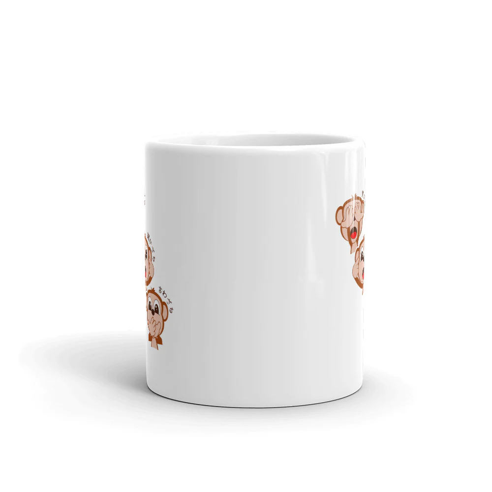 δΈηΏ Sanzaru The Three Wise Monkeys in Japanese Mug - Image 3