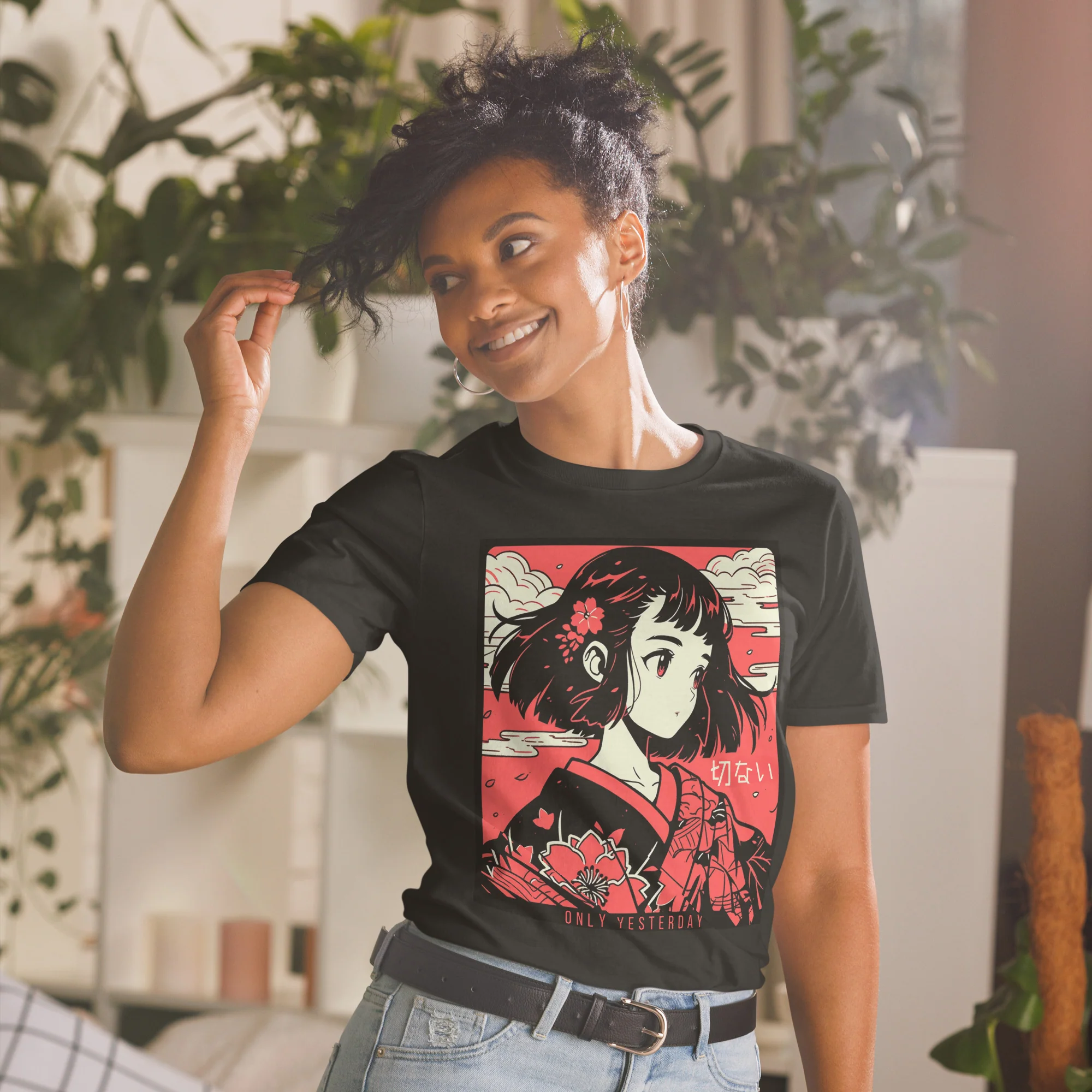Setsunai Kimono Girl in Anime Style T-Shirt - Image 2