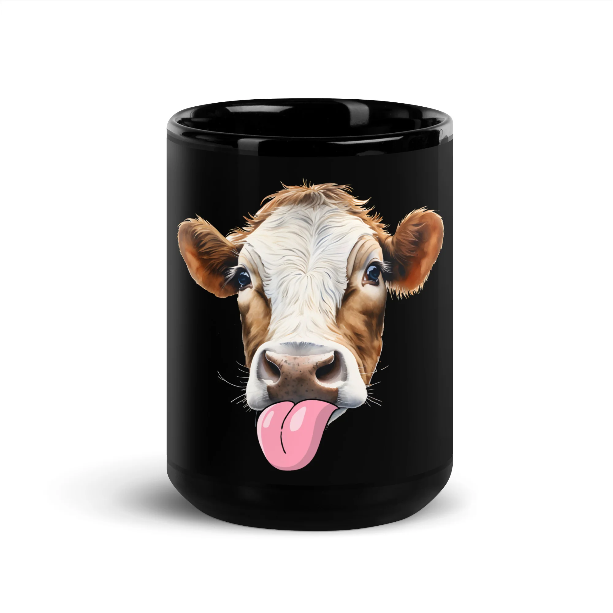 Silly Cow Tongue-Out A Whimsical Black Mug - Image 6