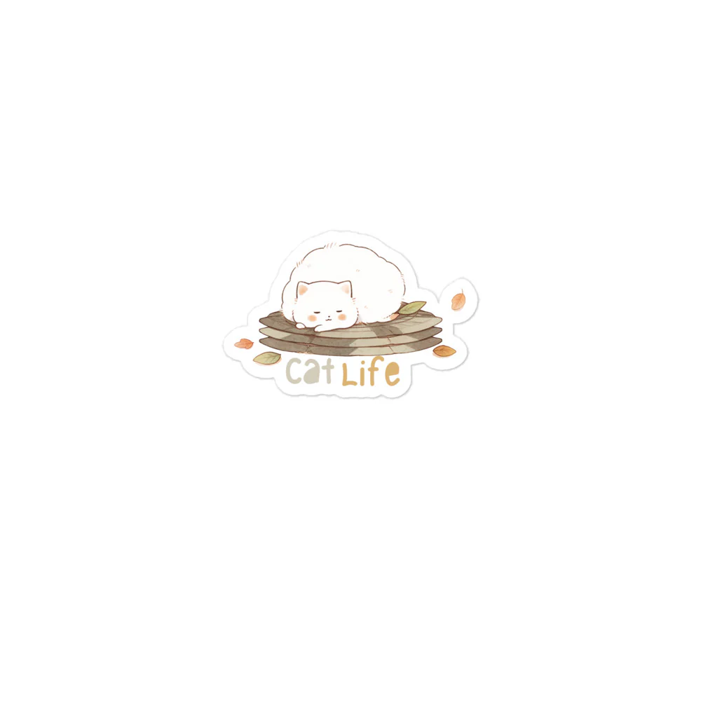 Slumbering Autumn Cat Life Art Design Sticker