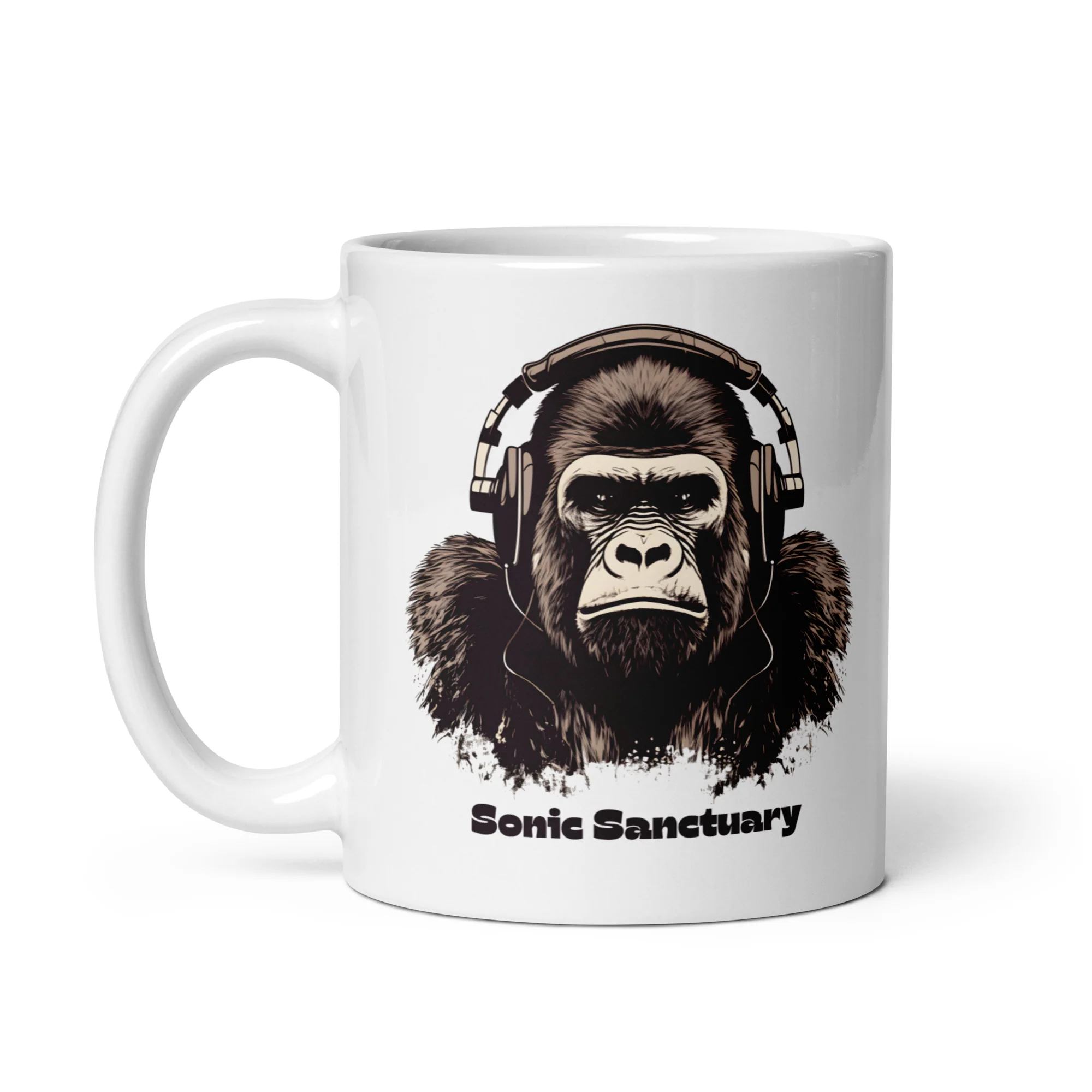 Sonic Sanctuary: Gorilla Headphones White Mug - Image 2
