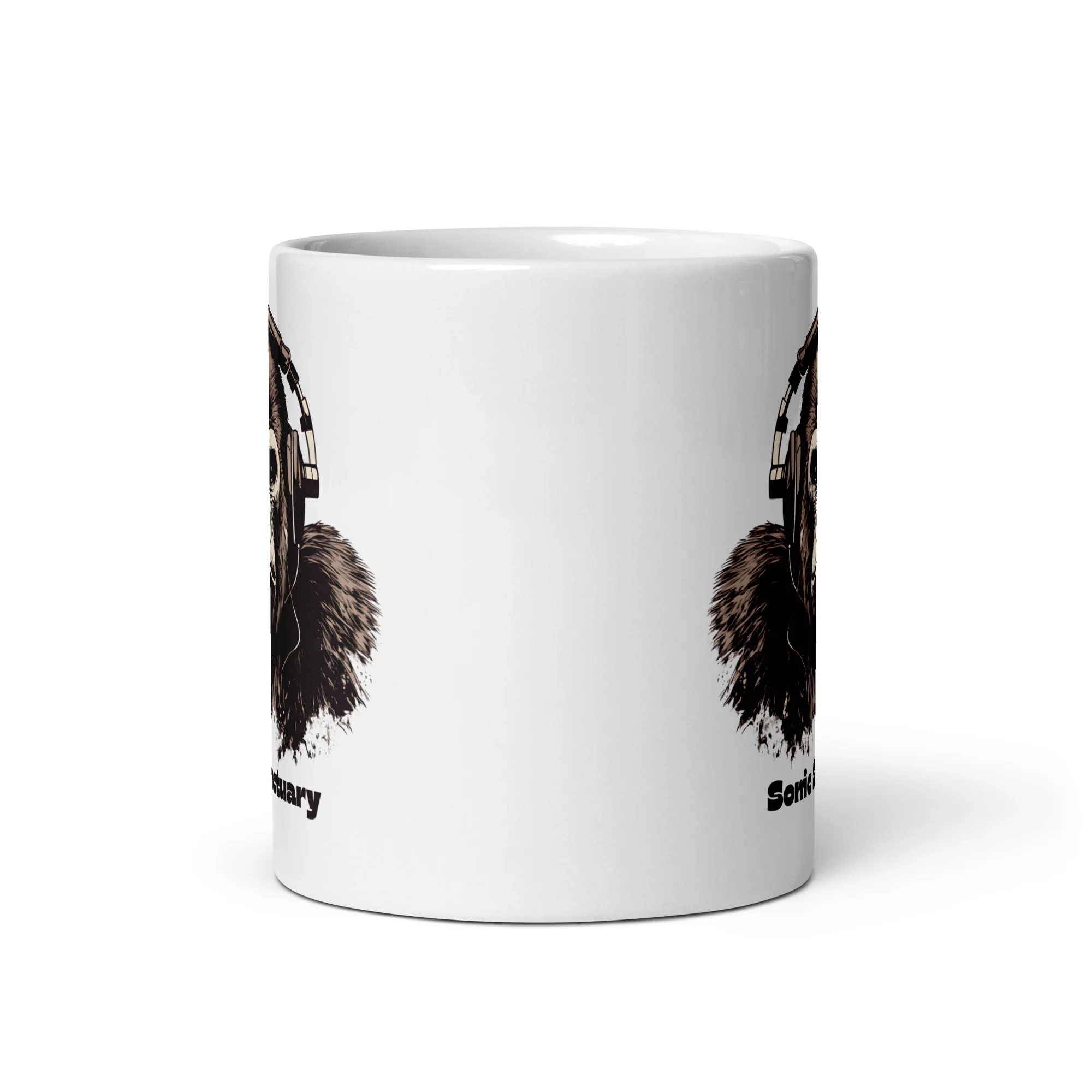 Sonic Sanctuary: Gorilla Headphones White Mug - Image 3