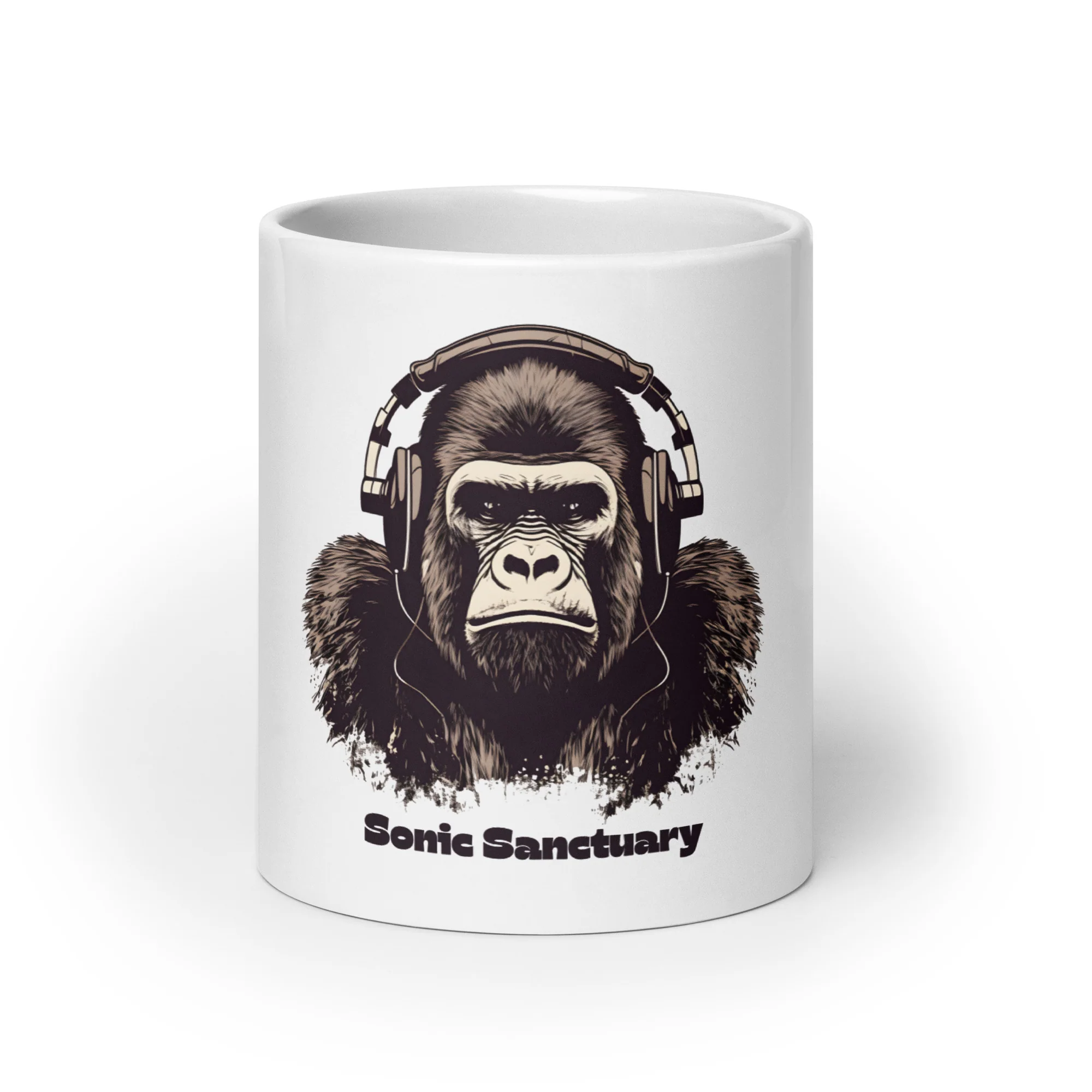 Sonic Sanctuary: Gorilla Headphones White Mug - Image 9