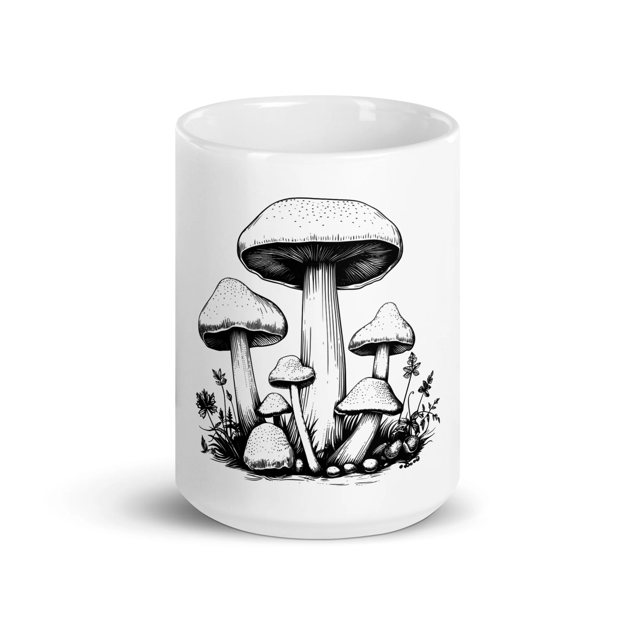 Sophisticated Mushroom Art White Mug - Image 6