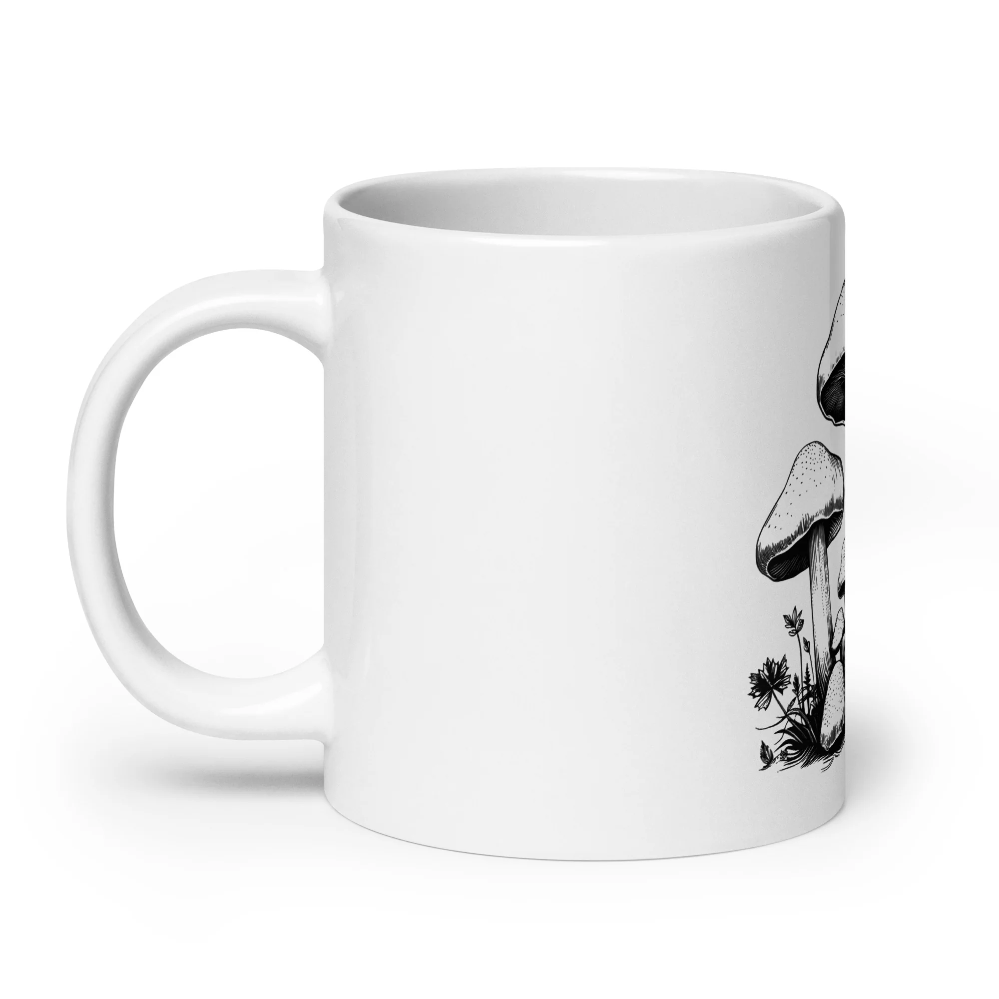Sophisticated Mushroom Art White Mug - Image 8
