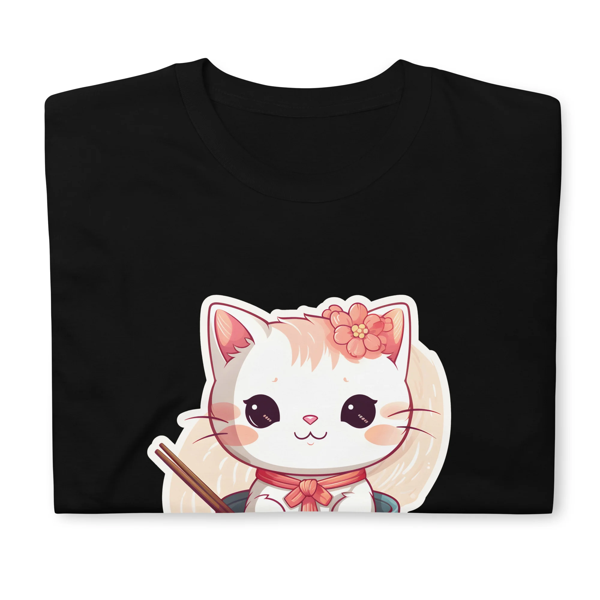 Sorry, No Ramen: Anime Cat in Bowl T-Shirt - Image 2
