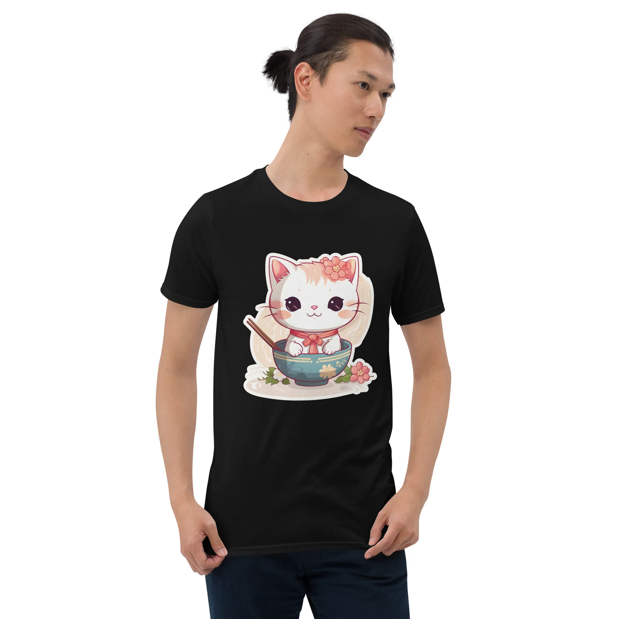 Sorry, No Ramen: Anime Cat in Bowl T-Shirt - Image 4