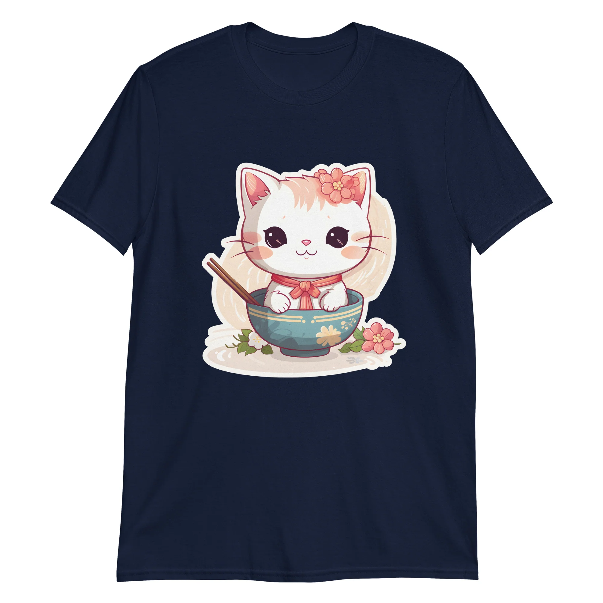Sorry, No Ramen: Anime Cat in Bowl T-Shirt - Image 5