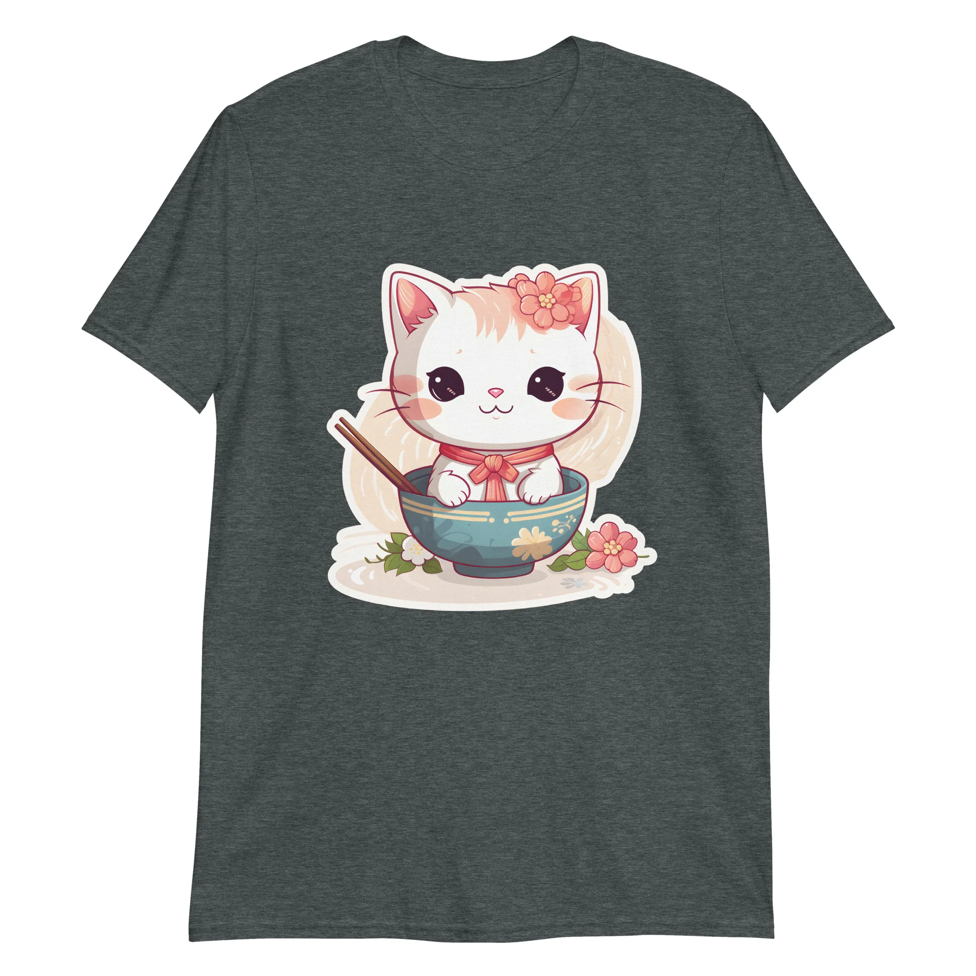 Sorry, No Ramen: Anime Cat in Bowl T-Shirt - Image 6