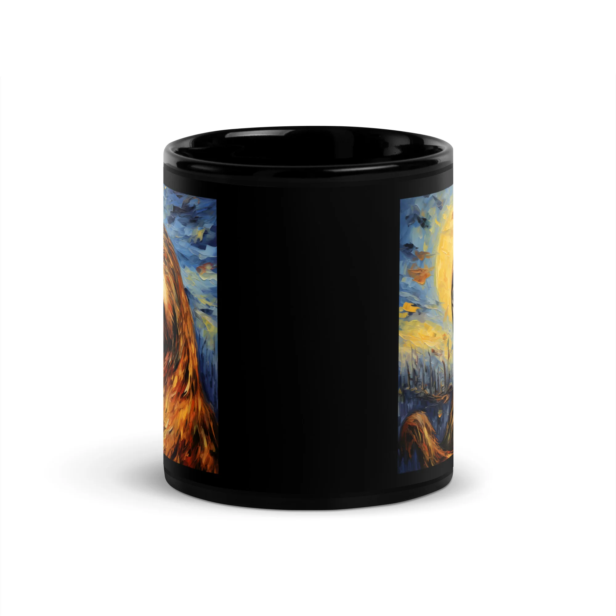 Starry Sloth Night: Impressionist Dream Black Mug - Image 3