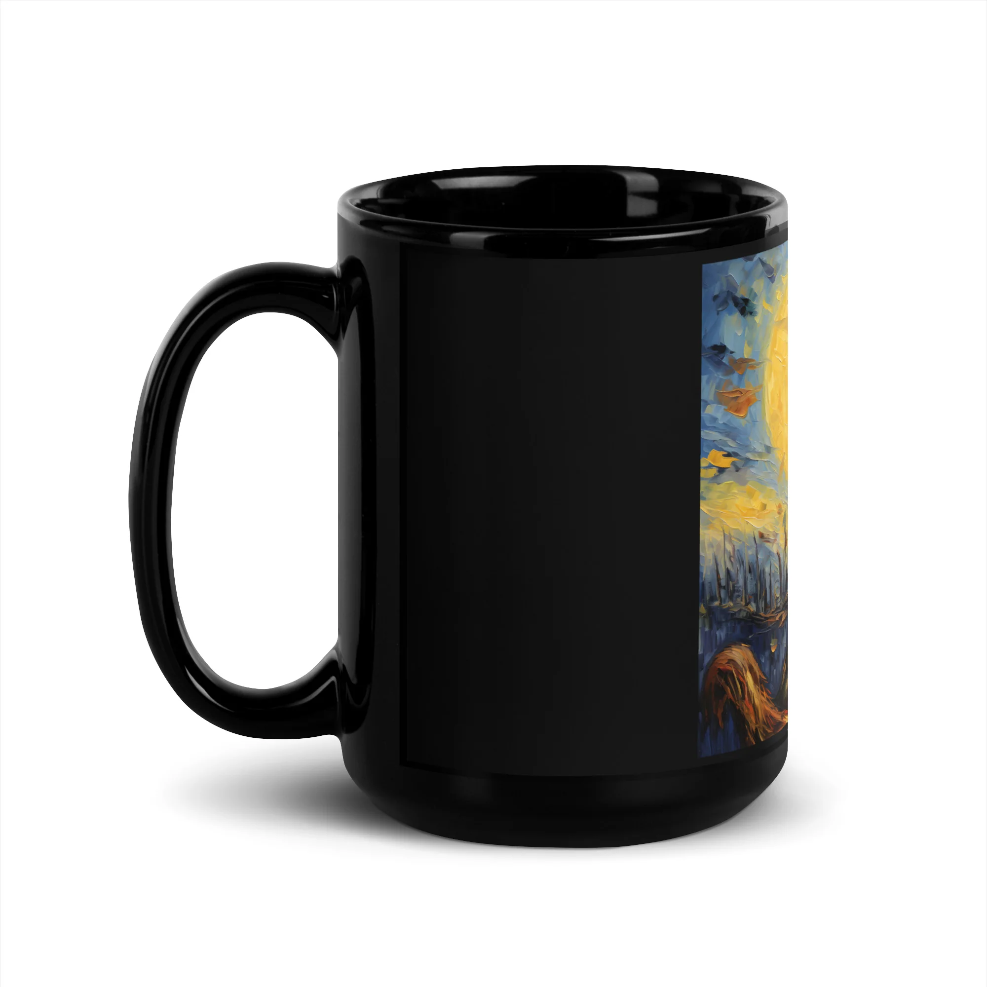 Starry Sloth Night: Impressionist Dream Black Mug - Image 4