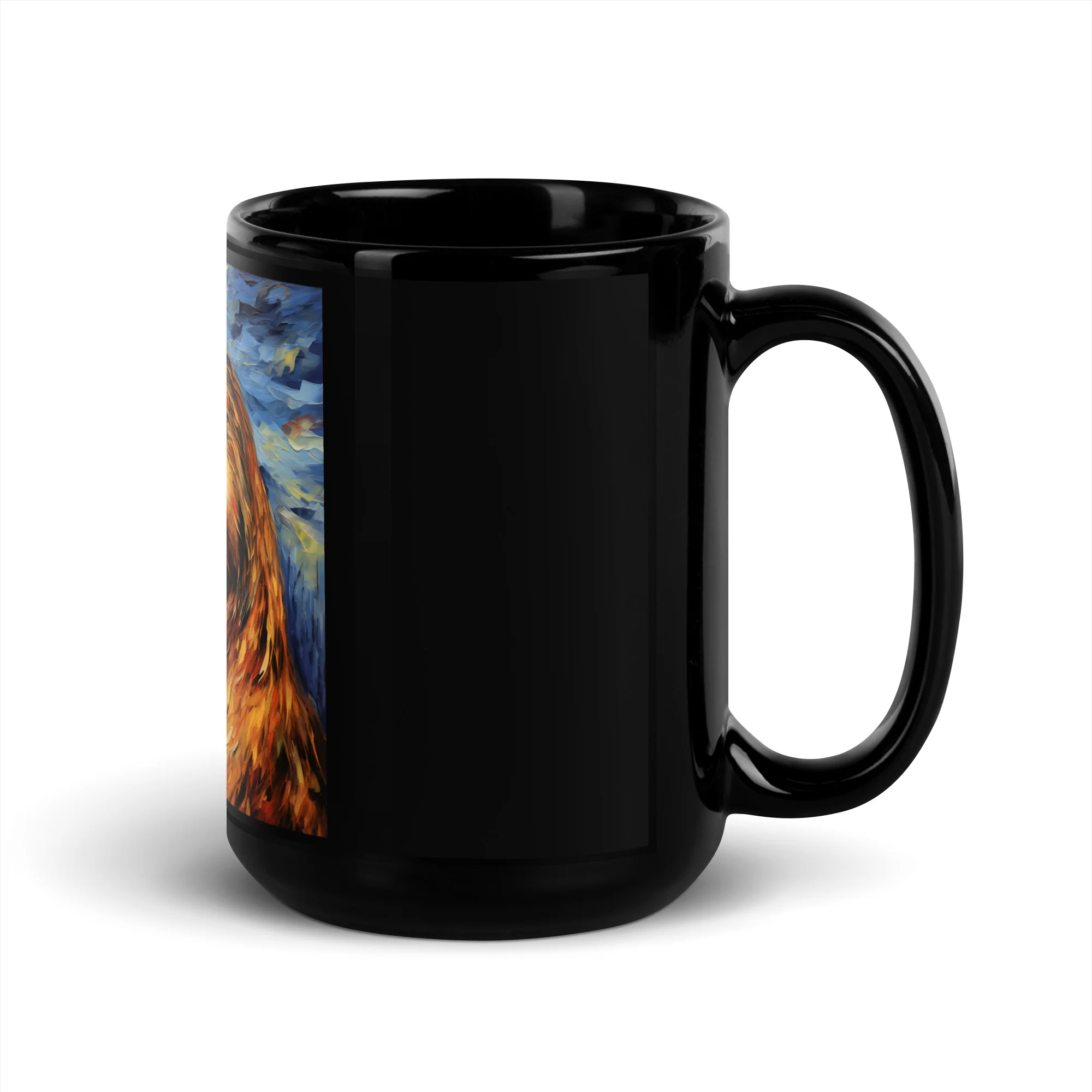 Starry Sloth Night: Impressionist Dream Black Mug - Image 5